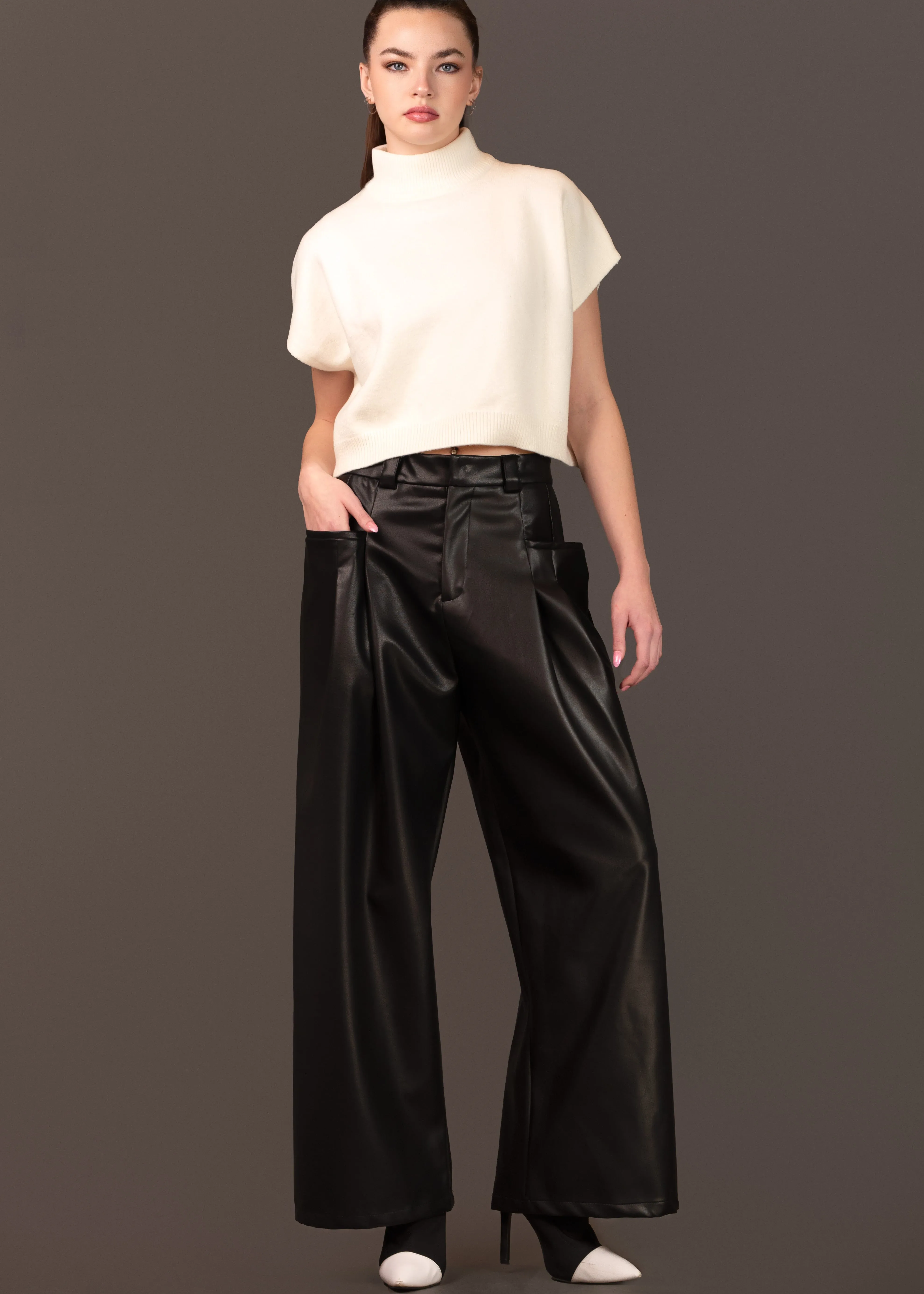 Wide Leg Vegan Leather Trouser sold by Kate Hewko product image thumbnail 2