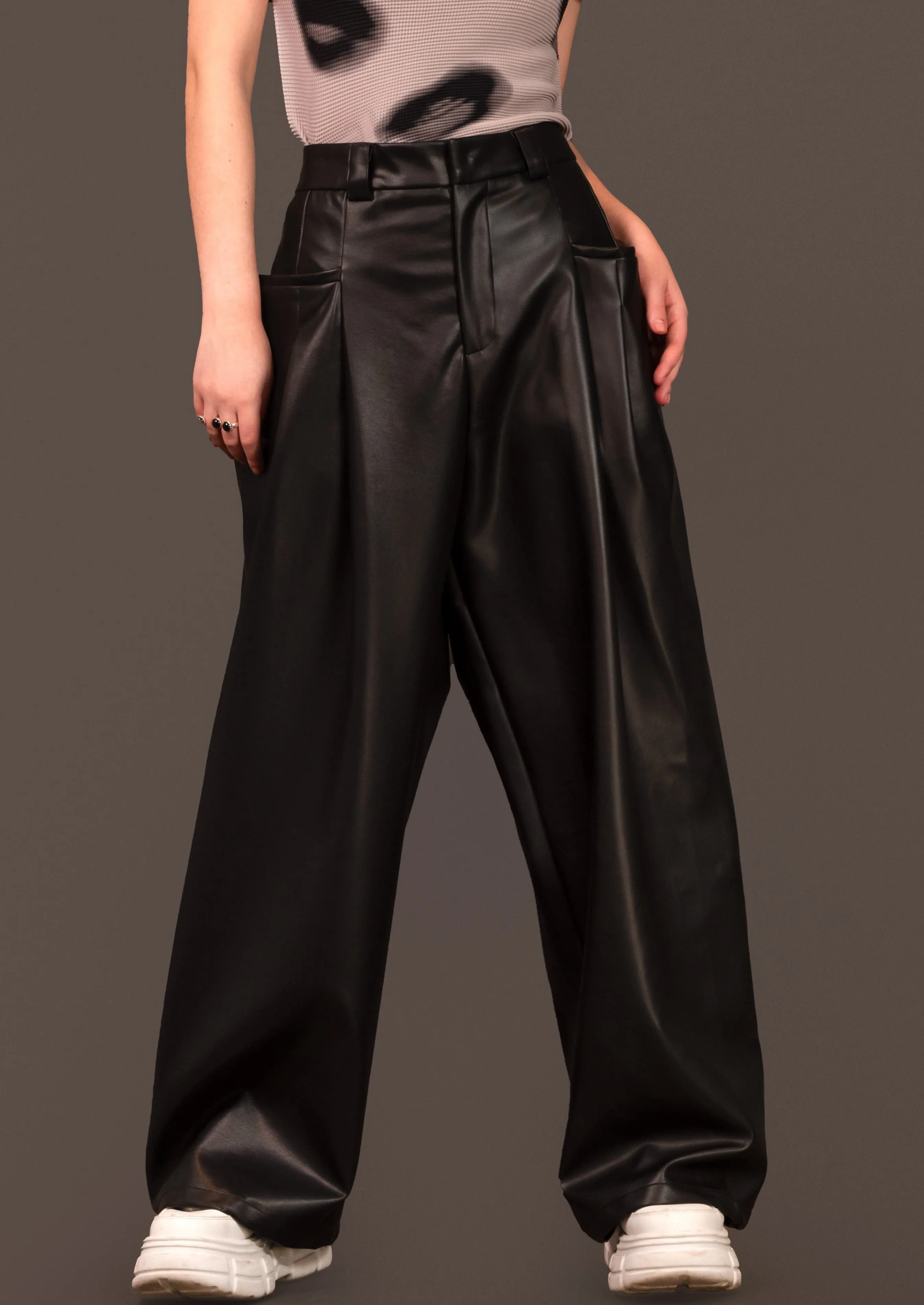 Wide Leg Vegan Leather Trouser sold by Kate Hewko product image thumbnail 3