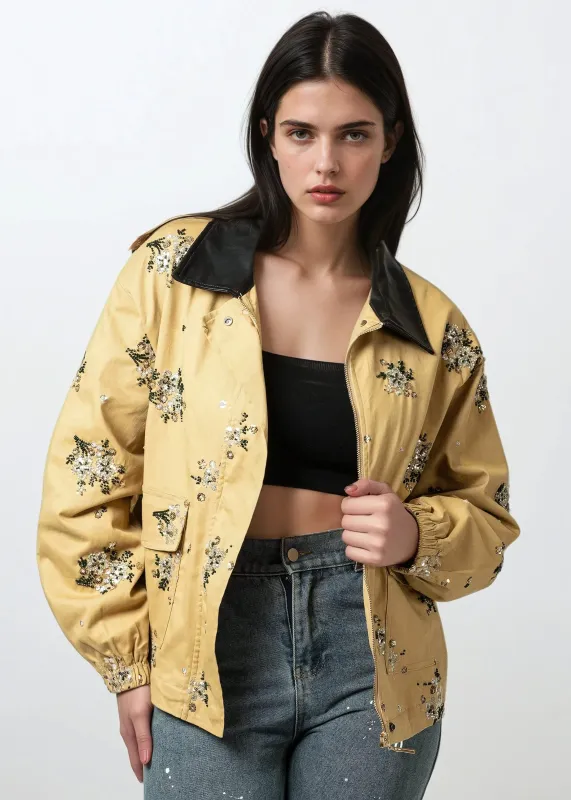 Embroidered Contrast Collar Utility Jacket sold by Kate Hewko