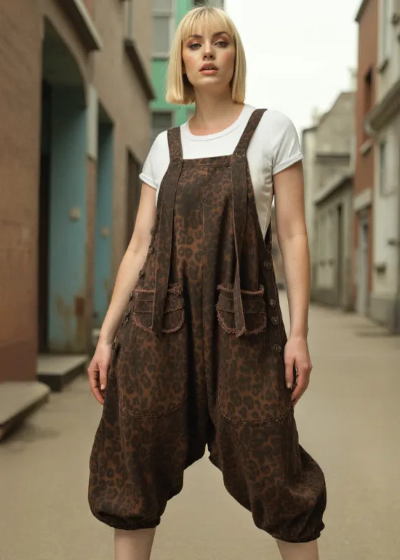 Leopard Print Denim Overalls sold by Kate Hewko