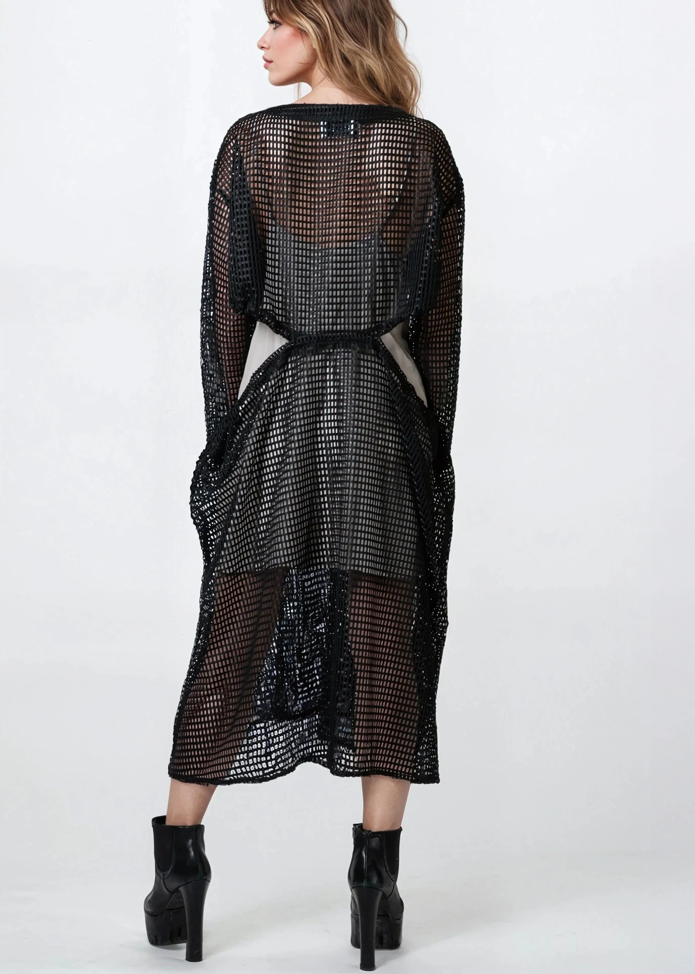 Long Sleeve Cinched Mesh Dress sold by Kate Hewko product image thumbnail 4