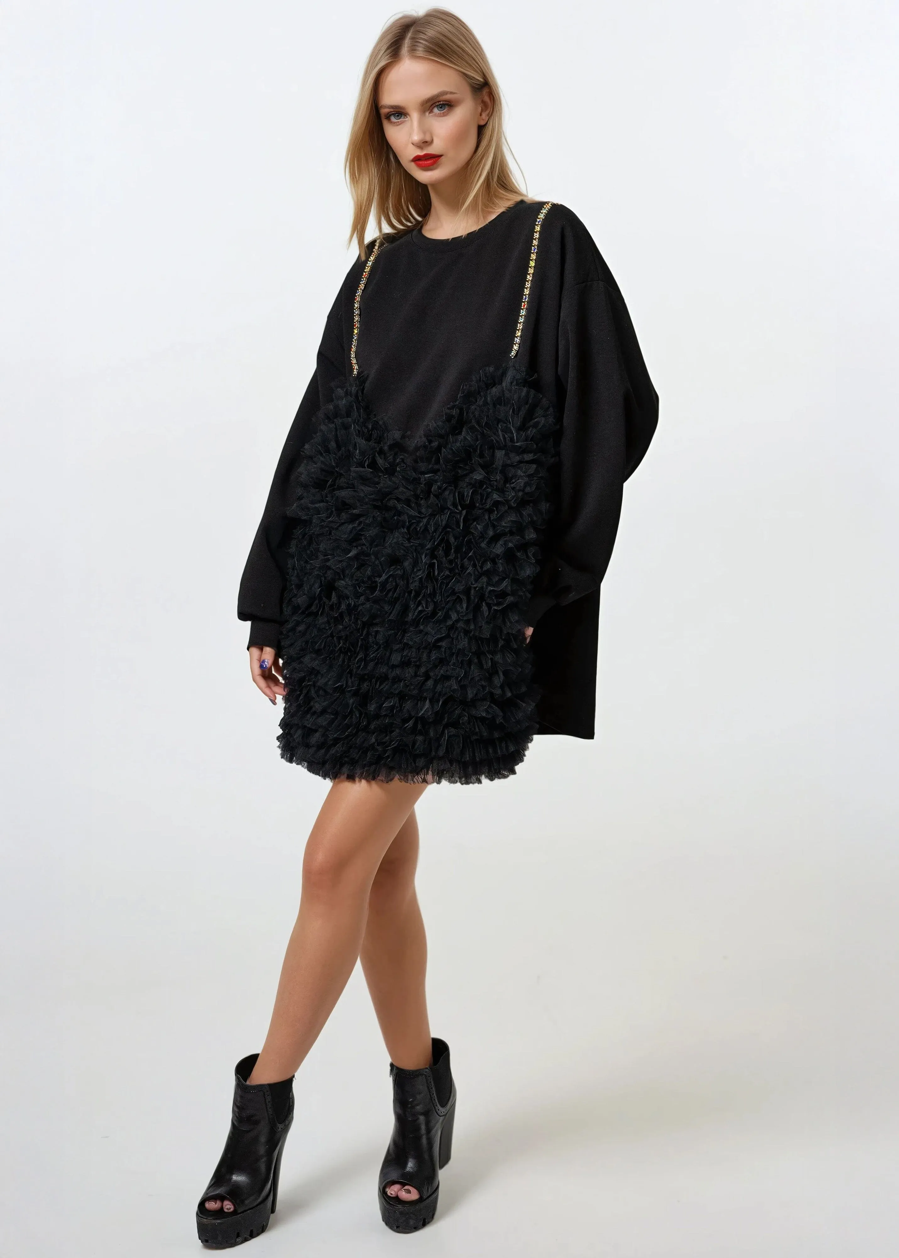 Rhinestone + Tulle Bustier Sweatshirt sold by Kate Hewko product image thumbnail 5