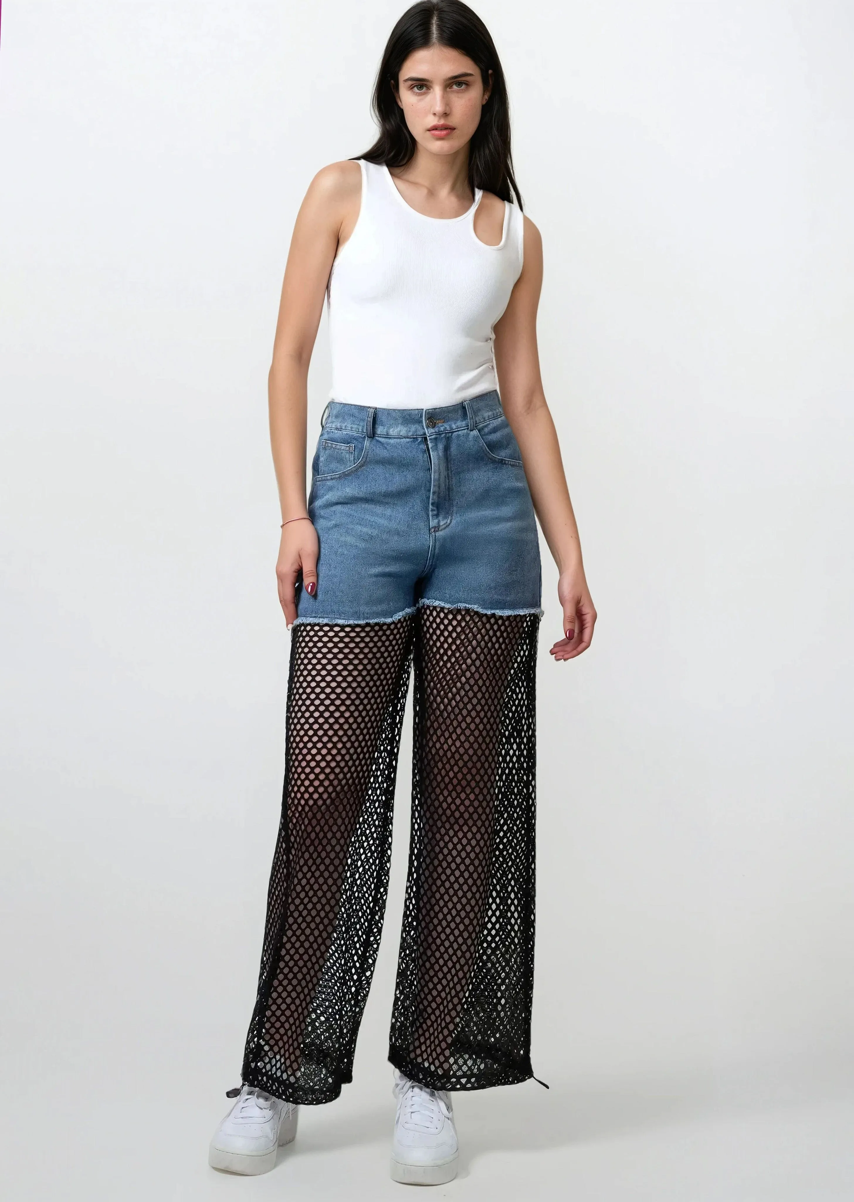 Contrast Fishnet Denim Pant sold by Kate Hewko product image thumbnail 4