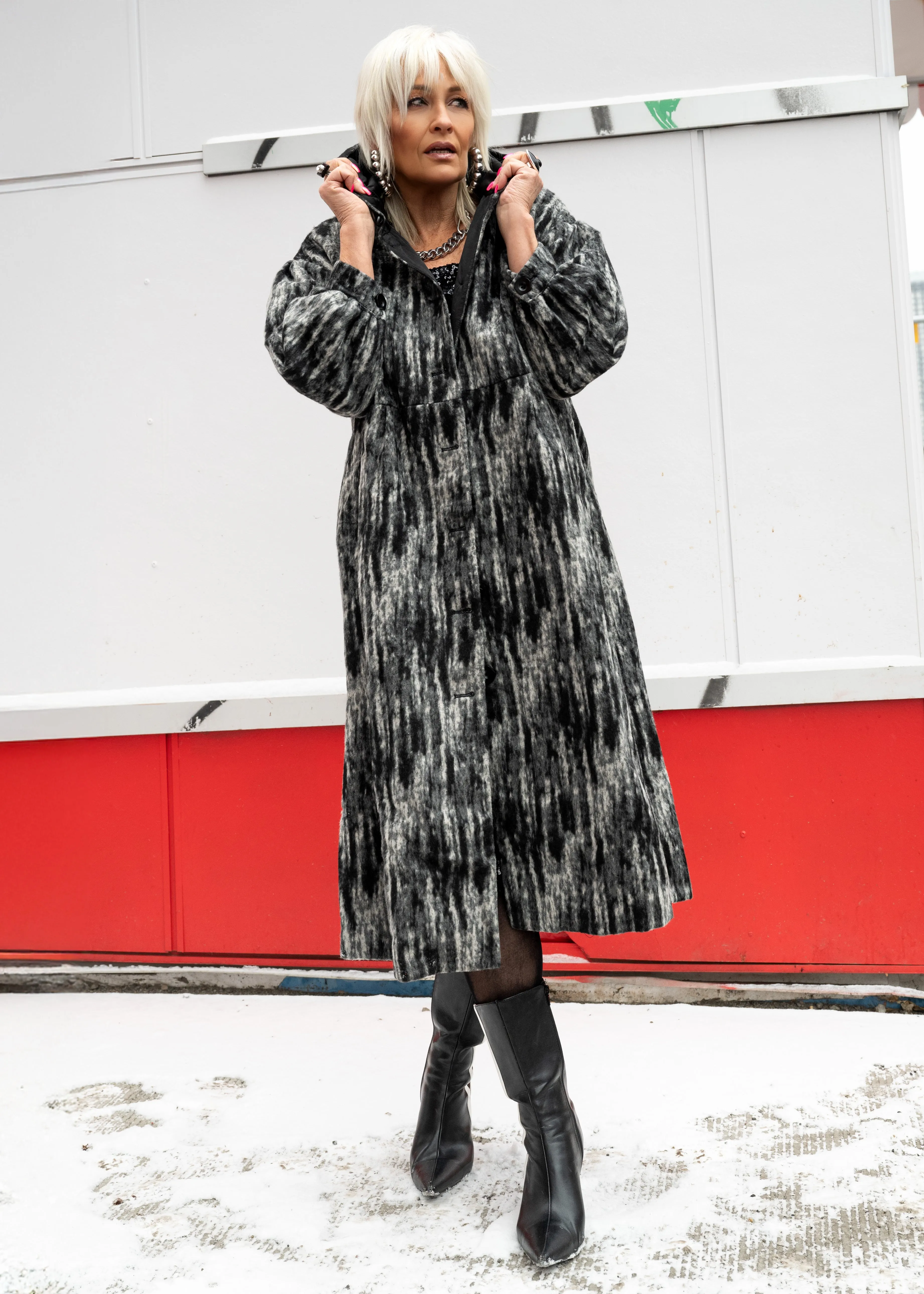 Long Abstract Hooded Coat sold by Kate Hewko product image thumbnail 2