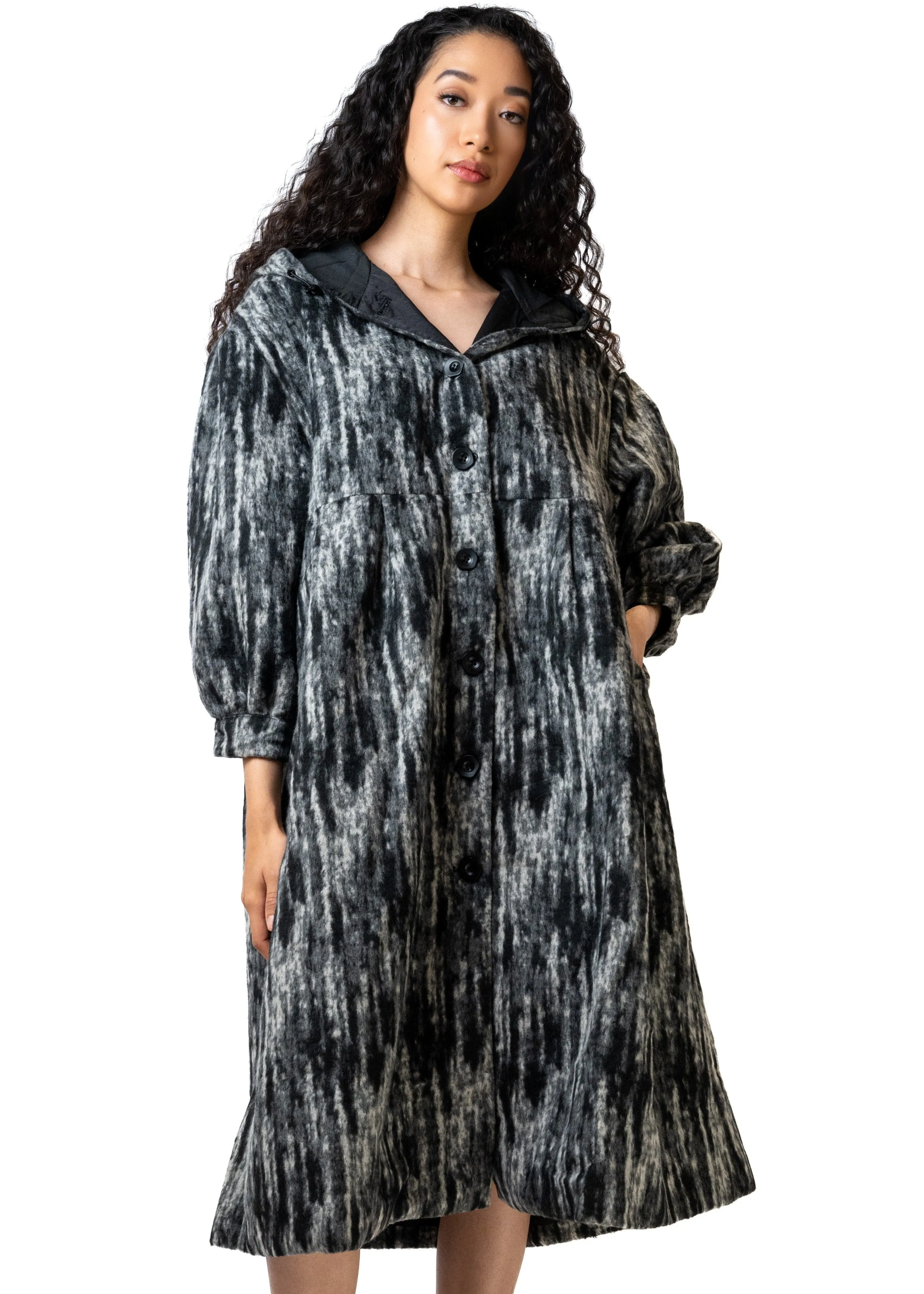Long Abstract Hooded Coat sold by Kate Hewko product image thumbnail 3