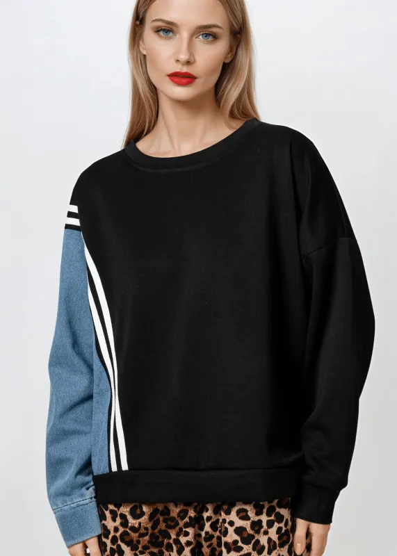 Denim Contrast Athleisure Crewneck sold by Kate Hewko