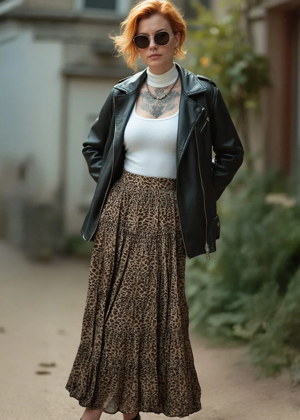 Long Leopard Pleated Skirt sold by Kate Hewko