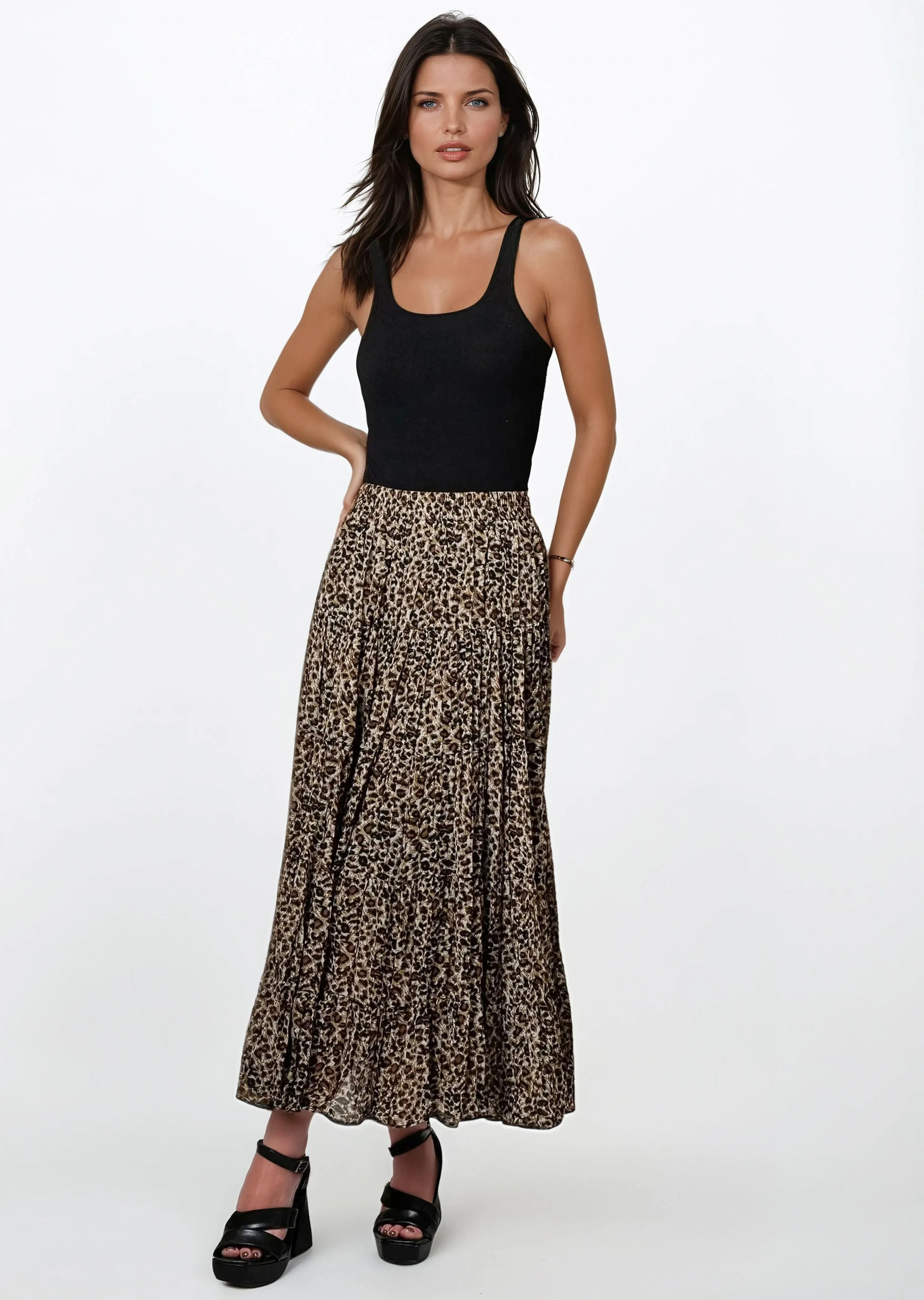 Long Leopard Pleated Skirt sold by Kate Hewko product image thumbnail 2