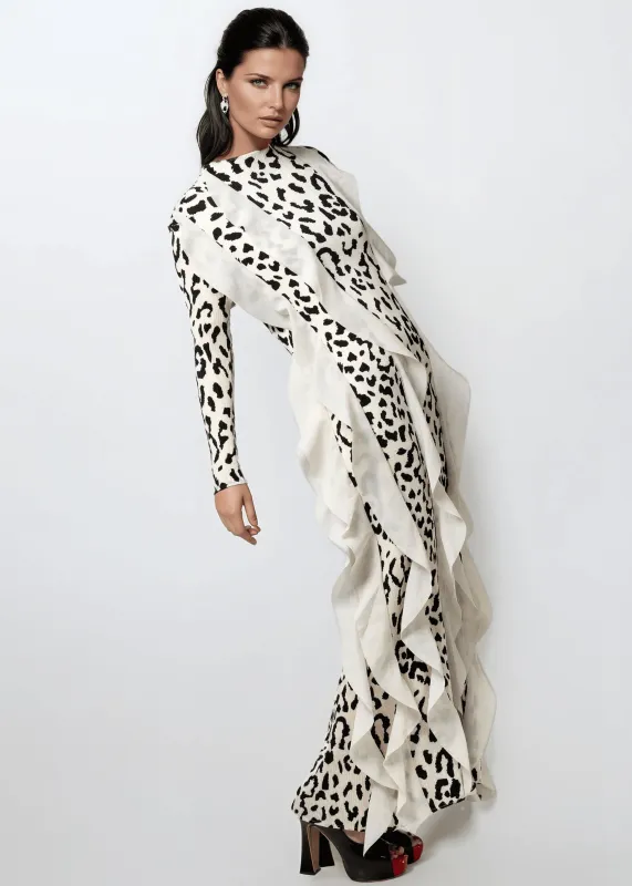 Leopard Print Ruffle Maxi Dress sold by Kate Hewko