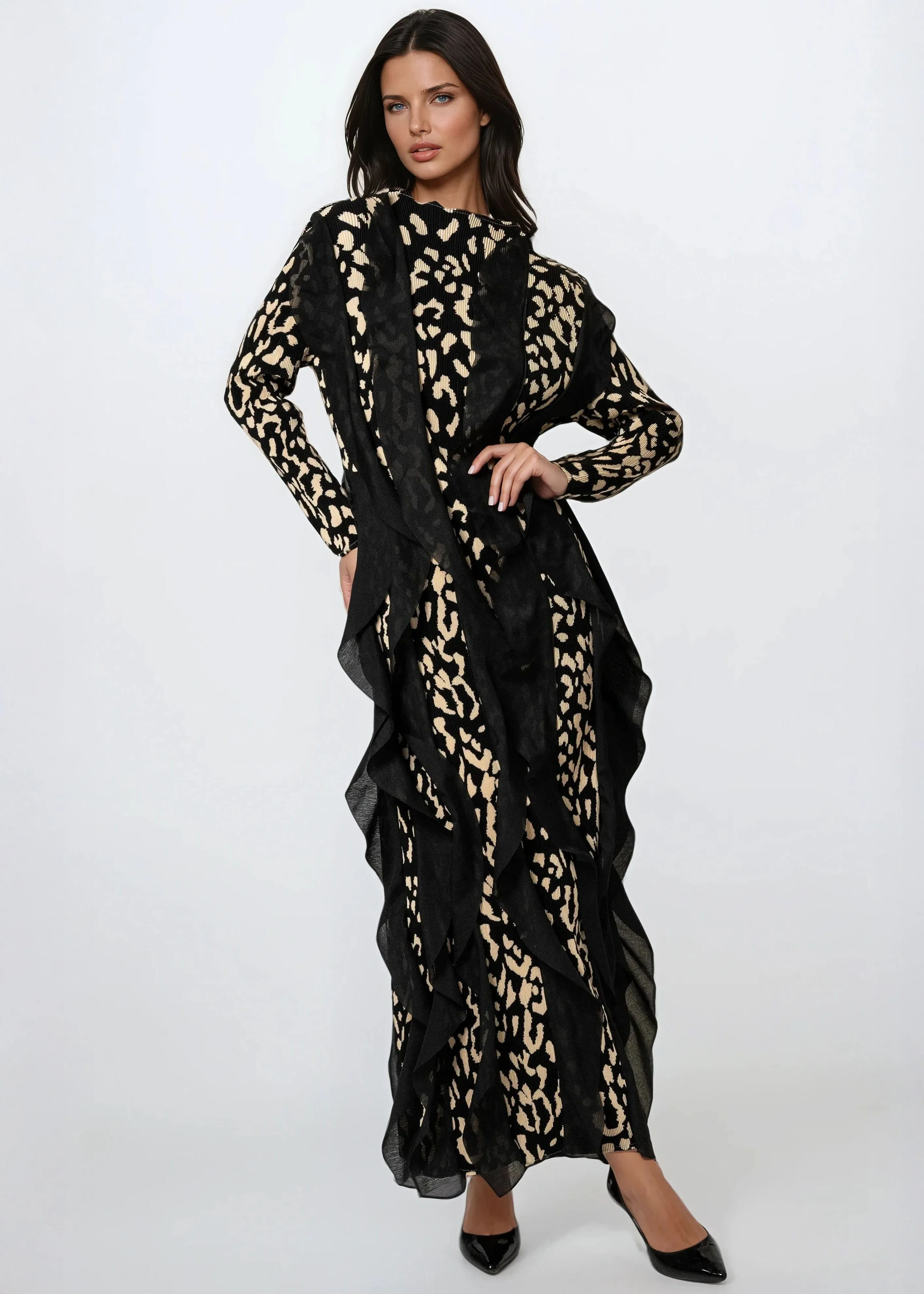 Leopard Print Ruffle Maxi Dress sold by Kate Hewko product image thumbnail 5