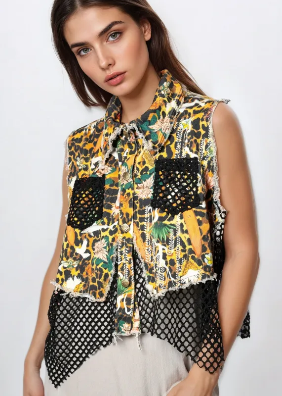 Abstract Animal Print Fishnet Vest sold by Kate Hewko