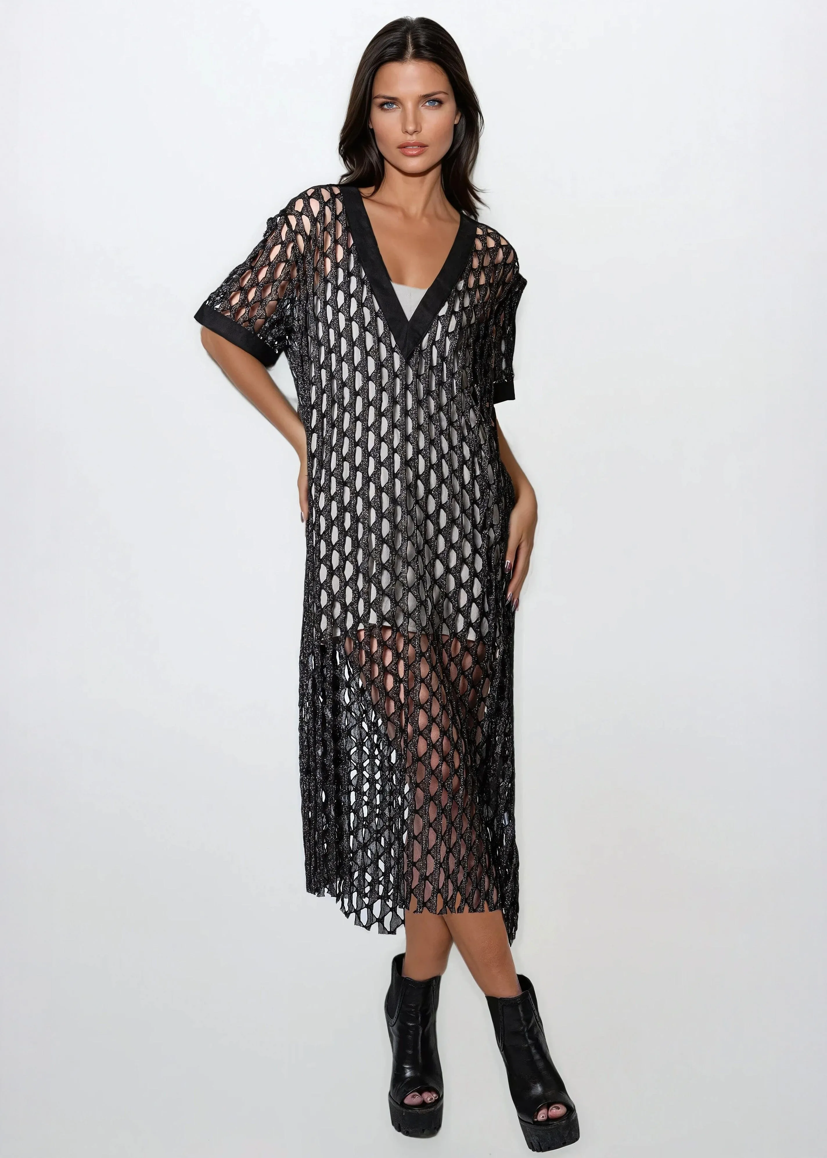 Glitter Mesh V-Neck Dress sold by Kate Hewko product image thumbnail 2