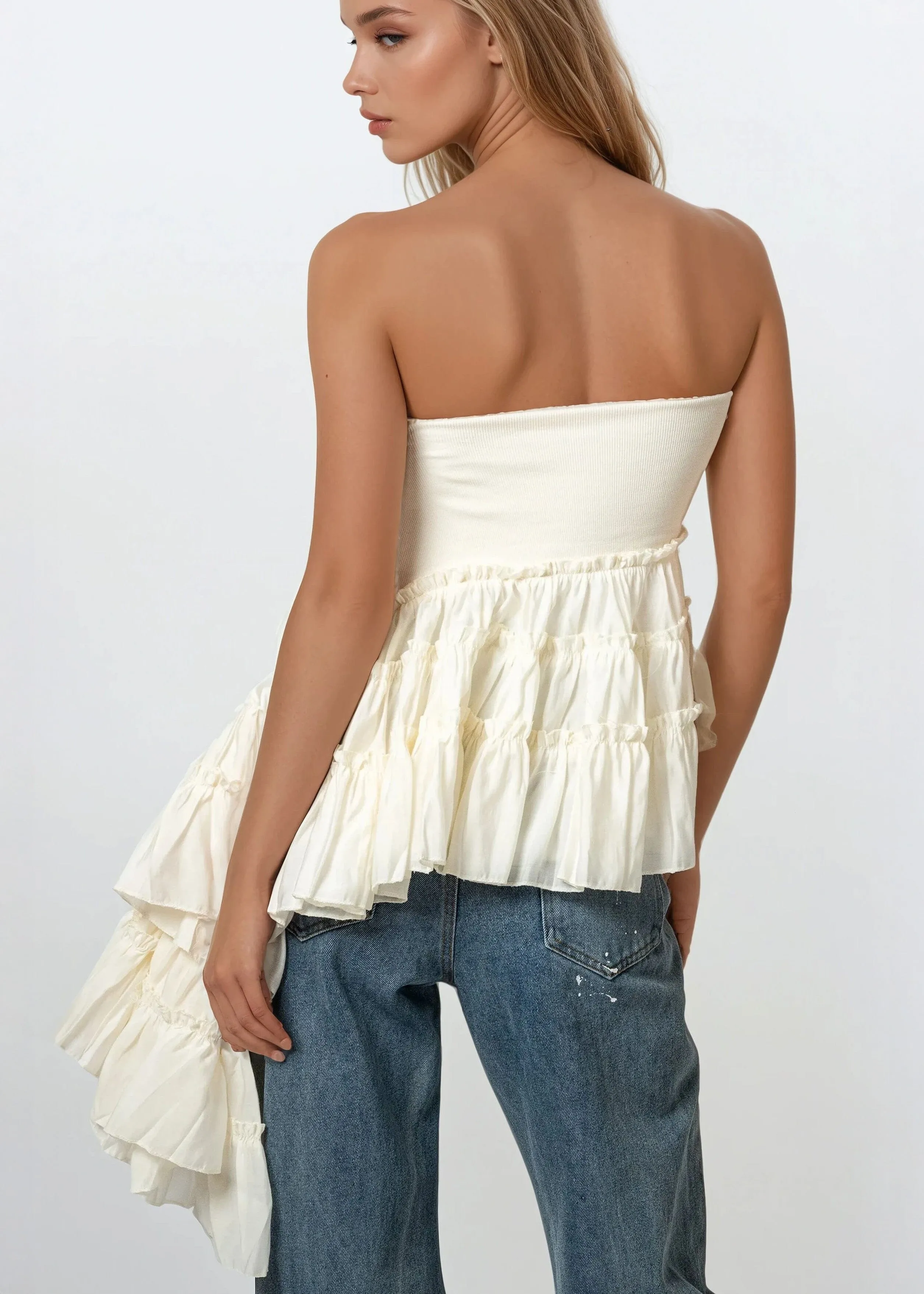 Asymmetrical Ruffle Tube Top sold by Kate Hewko product image thumbnail 3