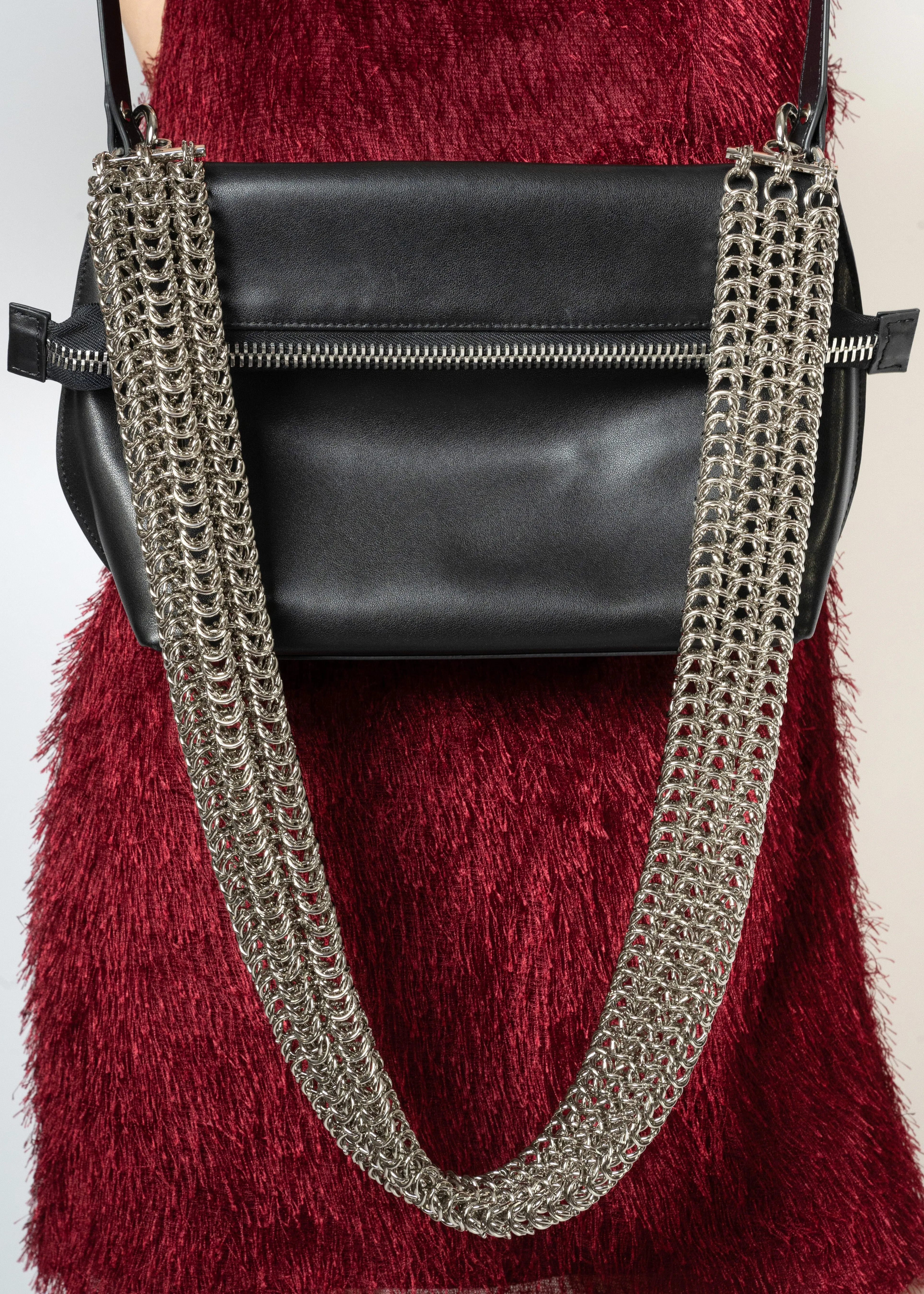 Black Leather Multi Chain Bag sold by Kate Hewko product image thumbnail 3