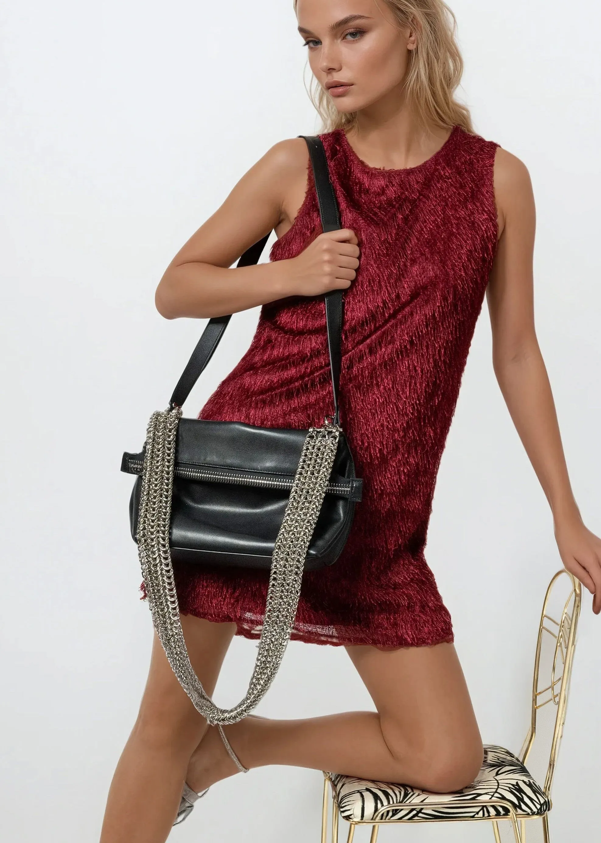 Black Leather Multi Chain Bag sold by Kate Hewko product image thumbnail 2