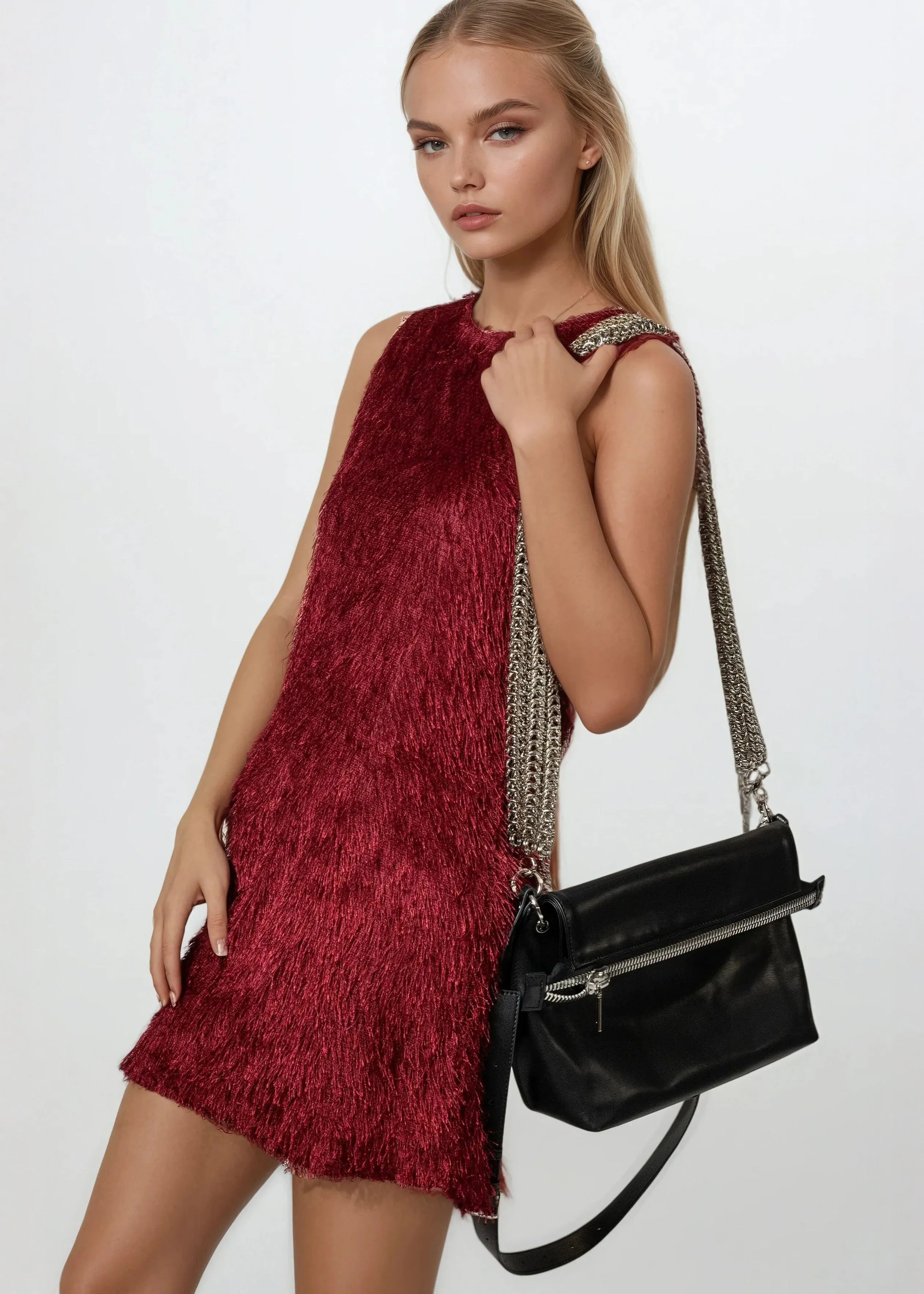 Black Leather Multi Chain Bag sold by Kate Hewko product image thumbnail 4