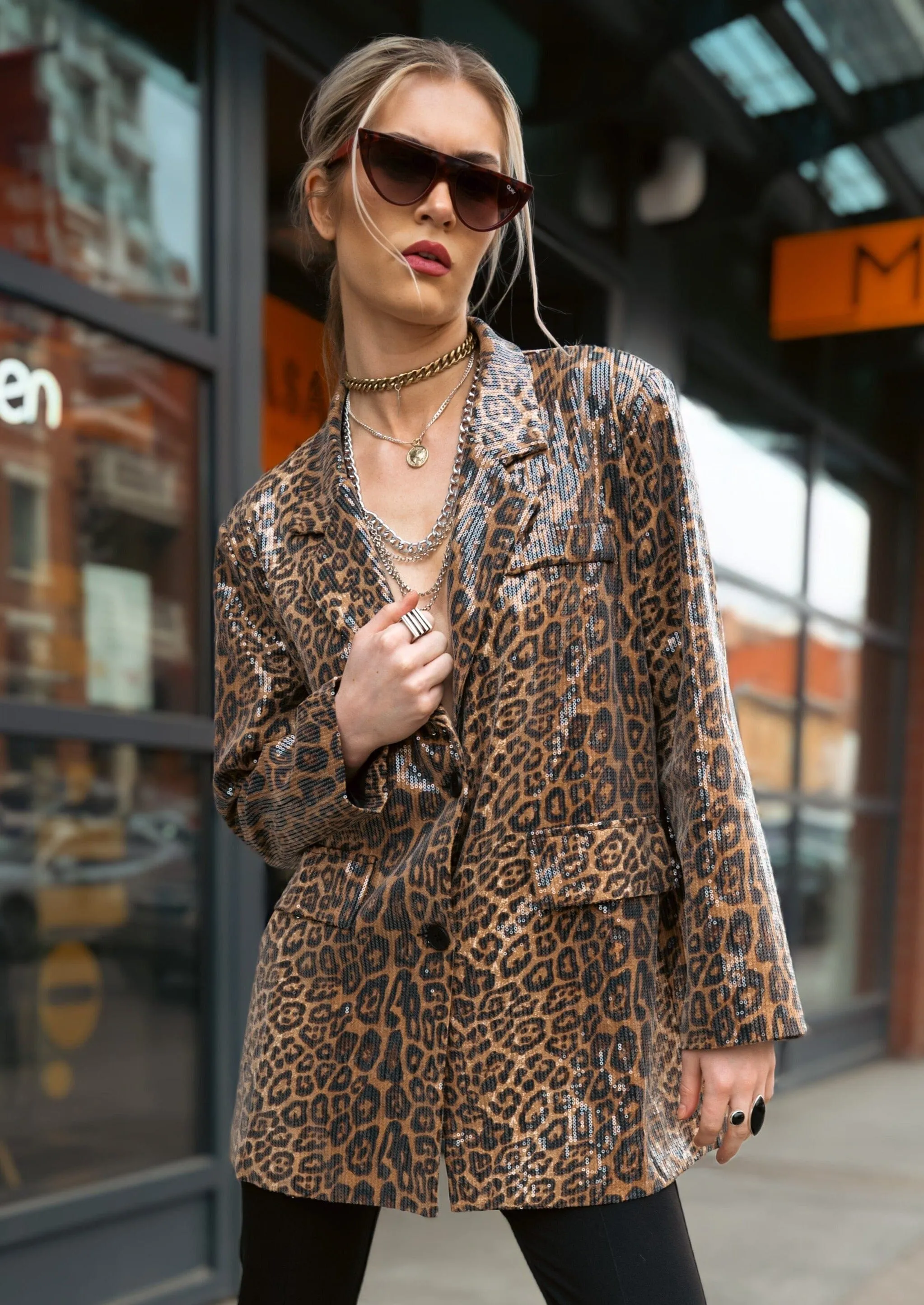 Leopard Print Sequin Blazer sold by Kate Hewko product image thumbnail 2