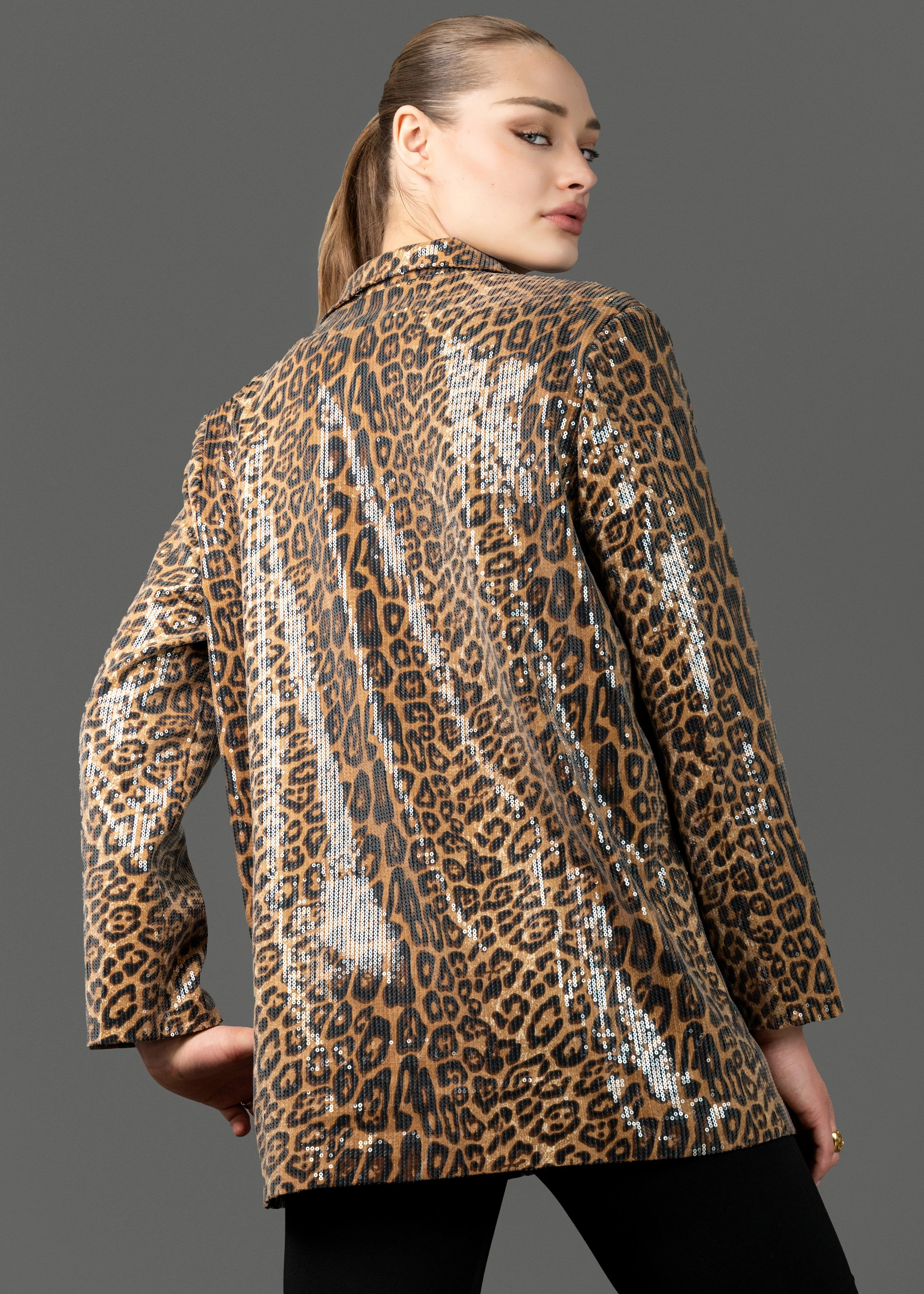 Leopard Print Sequin Blazer sold by Kate Hewko product image thumbnail 4