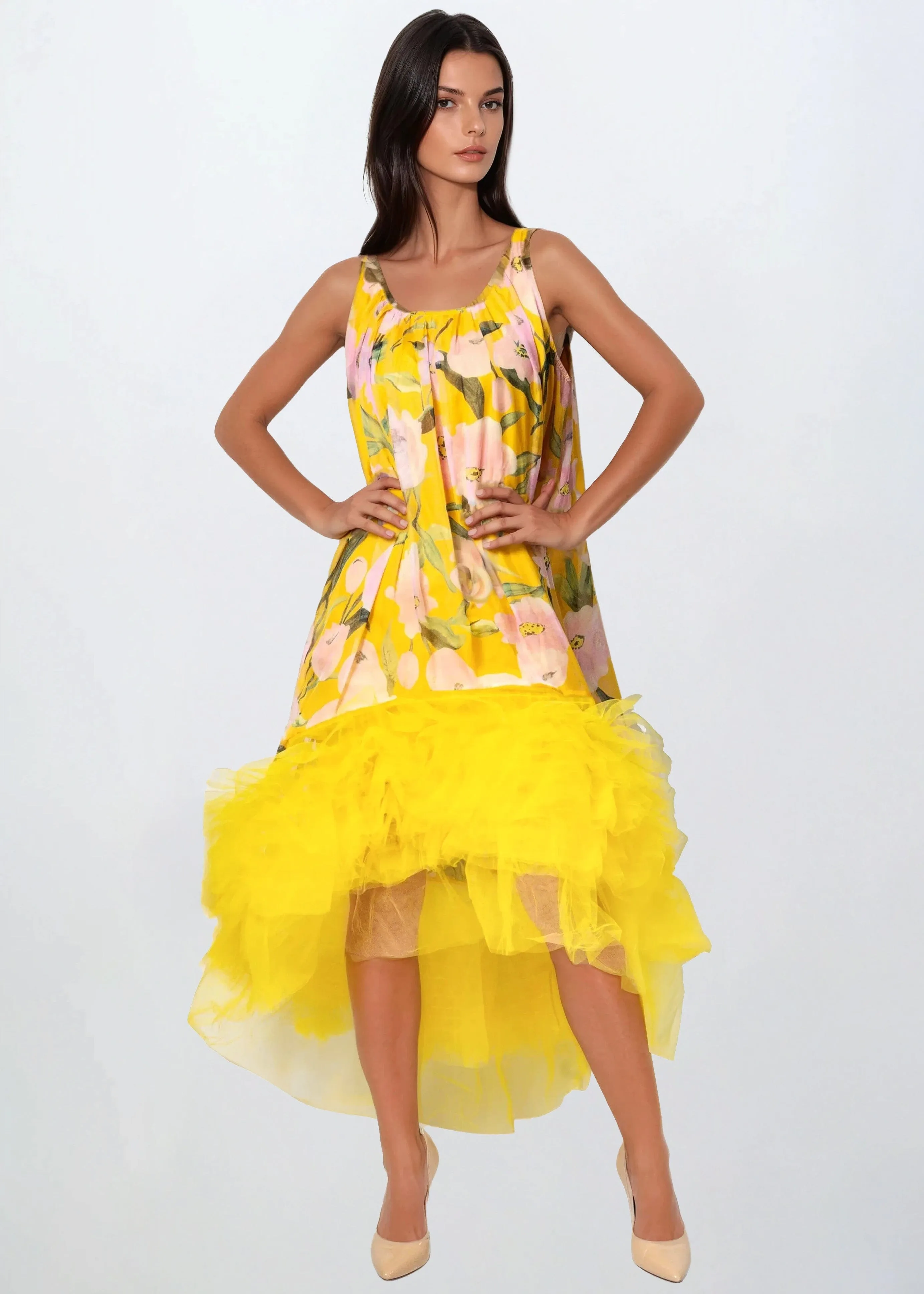 Tulle Trim Floral Sleeveless Dress sold by Kate Hewko product image thumbnail 2