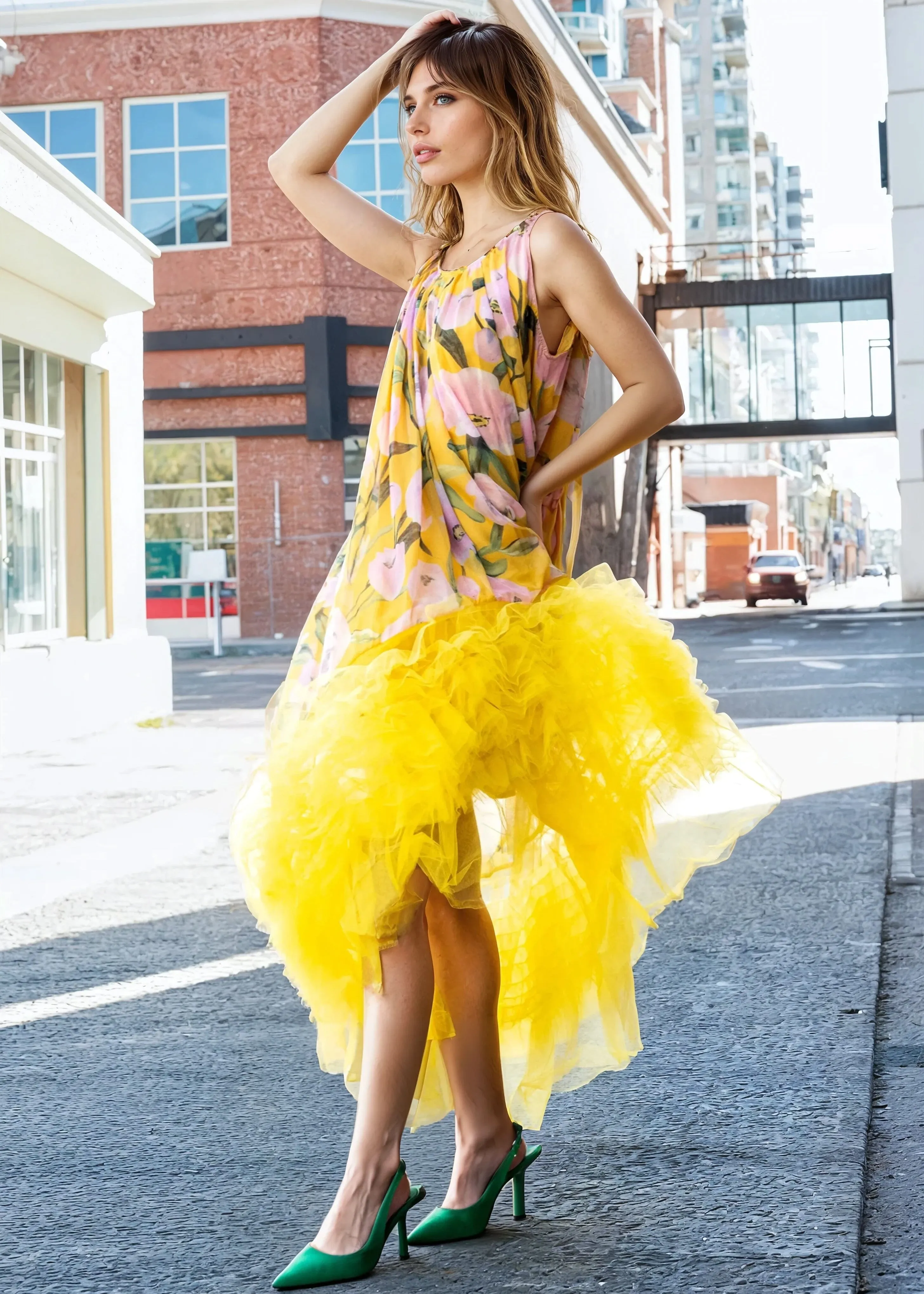 Tulle Trim Floral Sleeveless Dress sold by Kate Hewko product image thumbnail 5