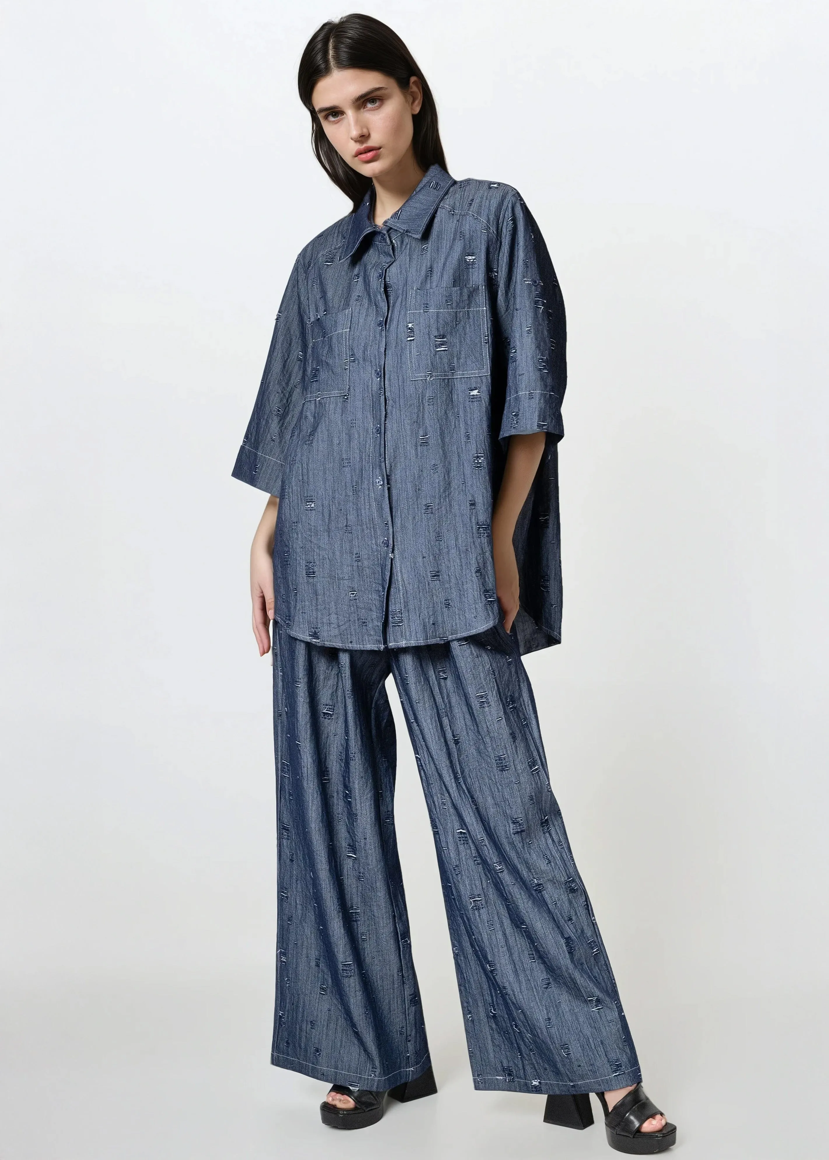 Distressed Denim Two Piece Pant Set sold by Kate Hewko product image thumbnail 3