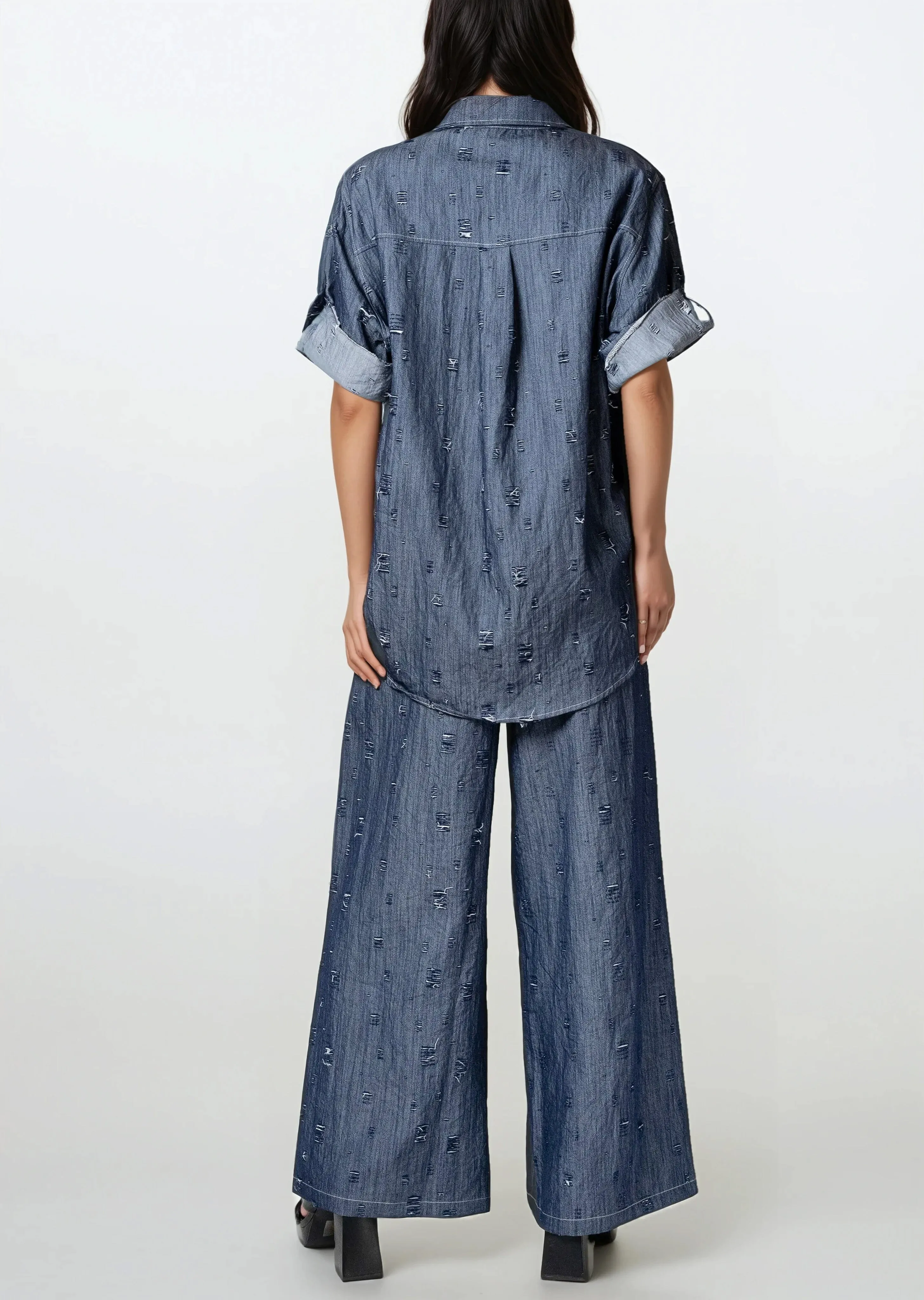 Distressed Denim Two Piece Pant Set sold by Kate Hewko product image thumbnail 5