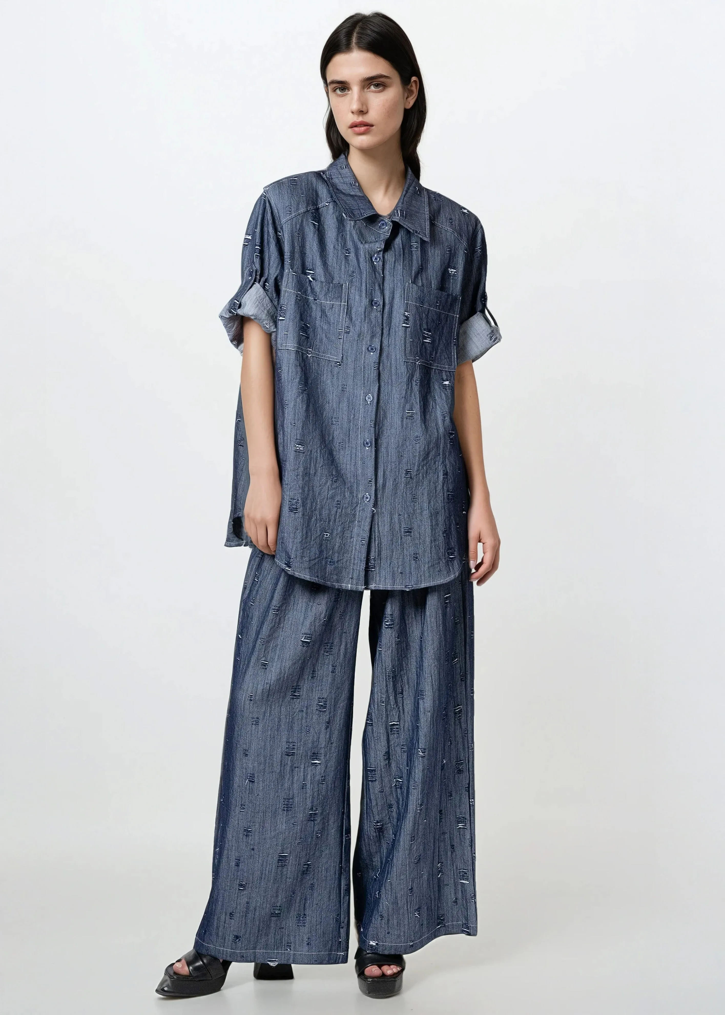 Distressed Denim Two Piece Pant Set sold by Kate Hewko product image thumbnail 4