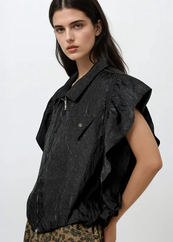 Ruffled Sleeve Zip Blouse sold by Kate Hewko