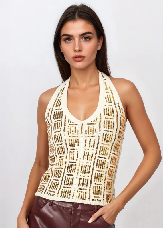 Sequin Embellished Halter Top sold by Kate Hewko