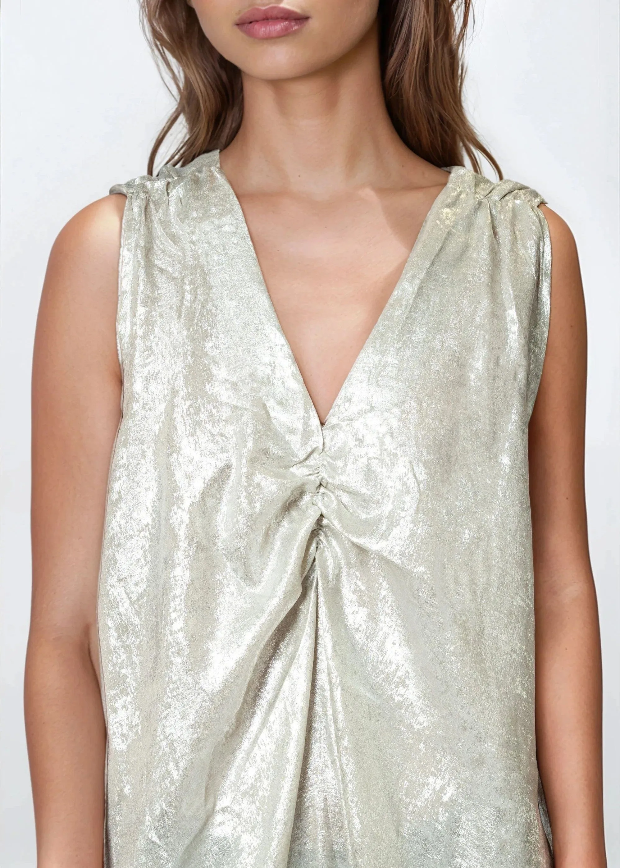 Draped Metallic Sleeveless Dress sold by Kate Hewko product image thumbnail 5
