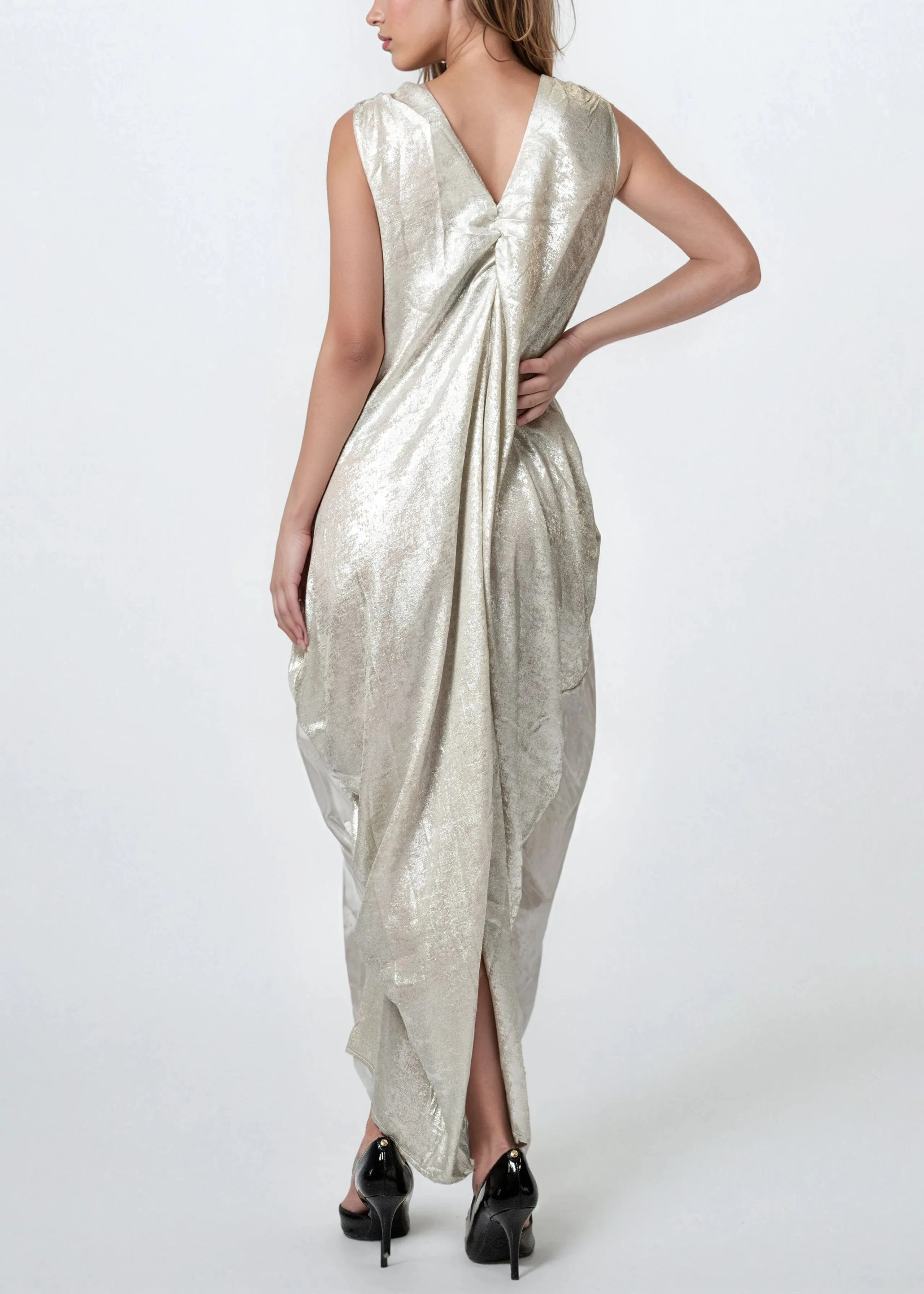 Draped Metallic Sleeveless Dress sold by Kate Hewko product image thumbnail 4
