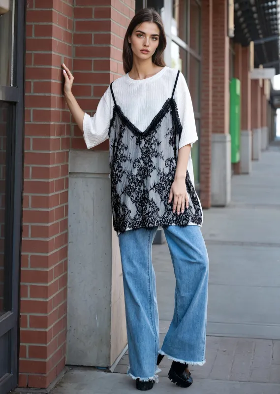 Lace Overlay Sparkled Tee sold by Kate Hewko