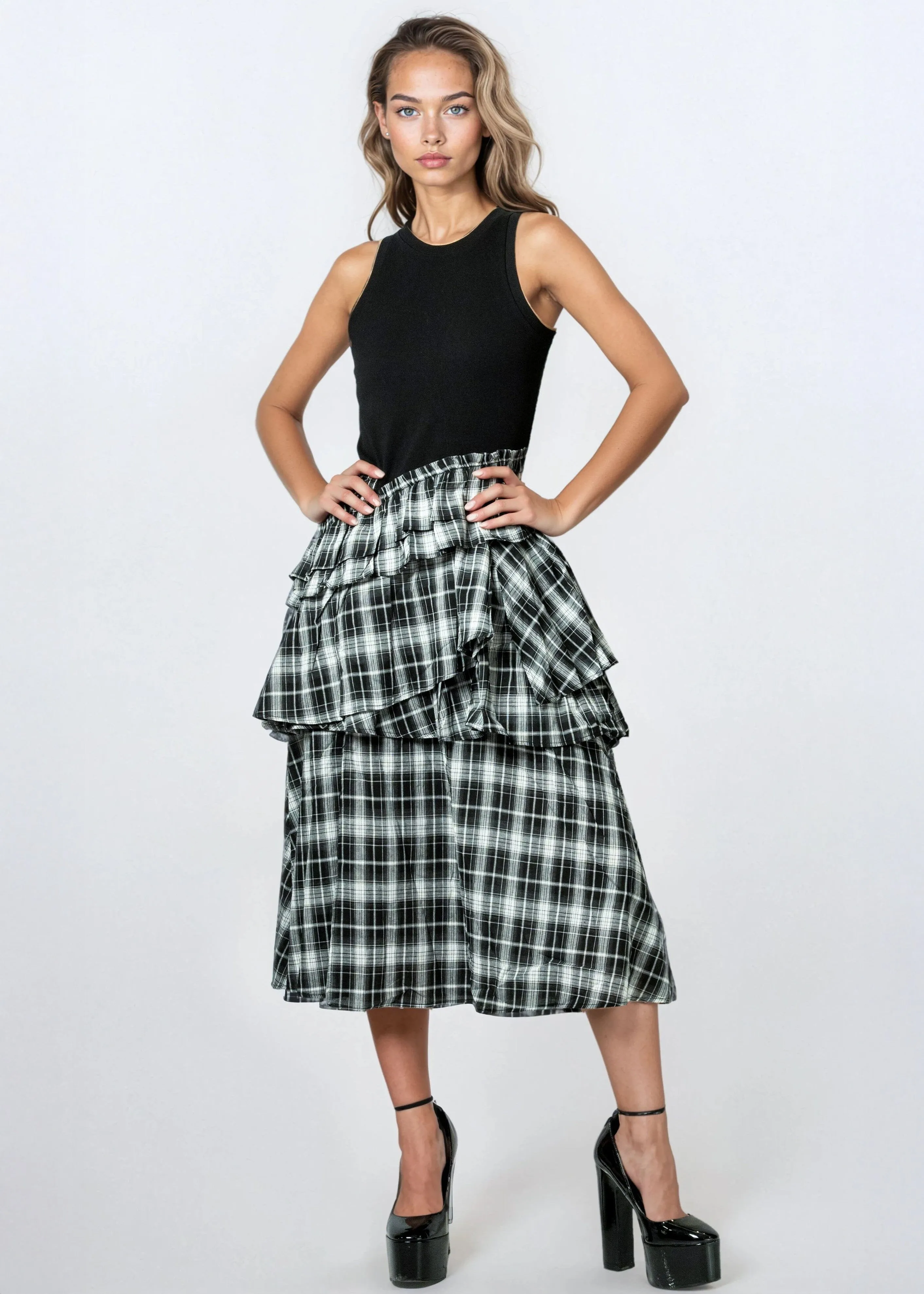 Contrast Plaid Tank Dress sold by Kate Hewko product image thumbnail 3