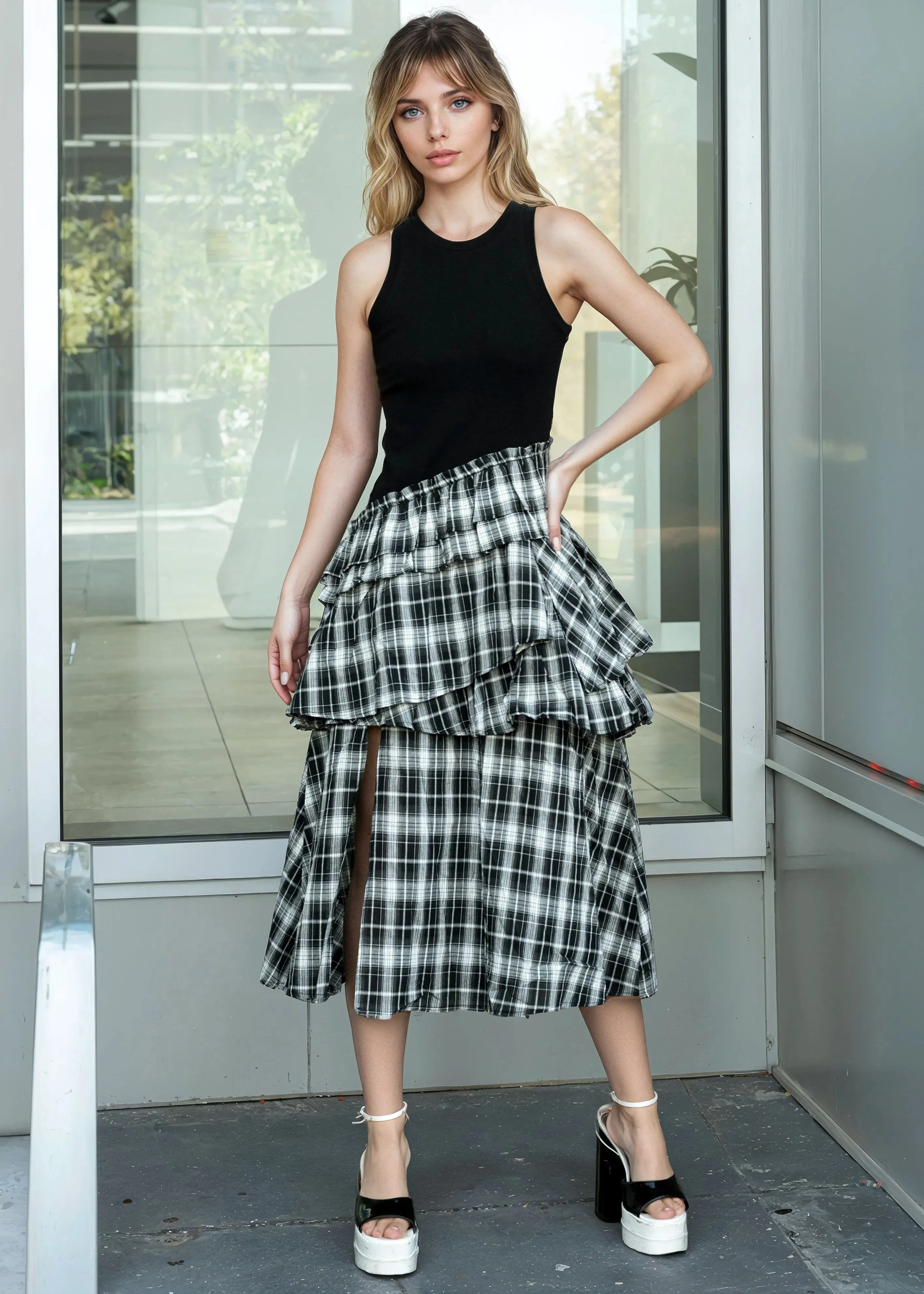 Contrast Plaid Tank Dress sold by Kate Hewko product image thumbnail 2
