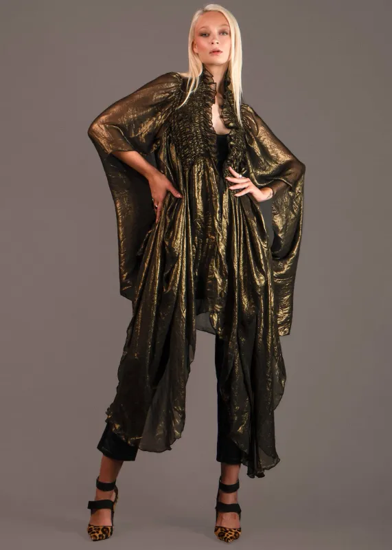 Sheer Ruffle Metallic Kimono sold by Kate Hewko