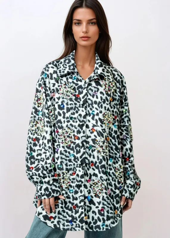 Bedazzled Leopard Button Up sold by Kate Hewko