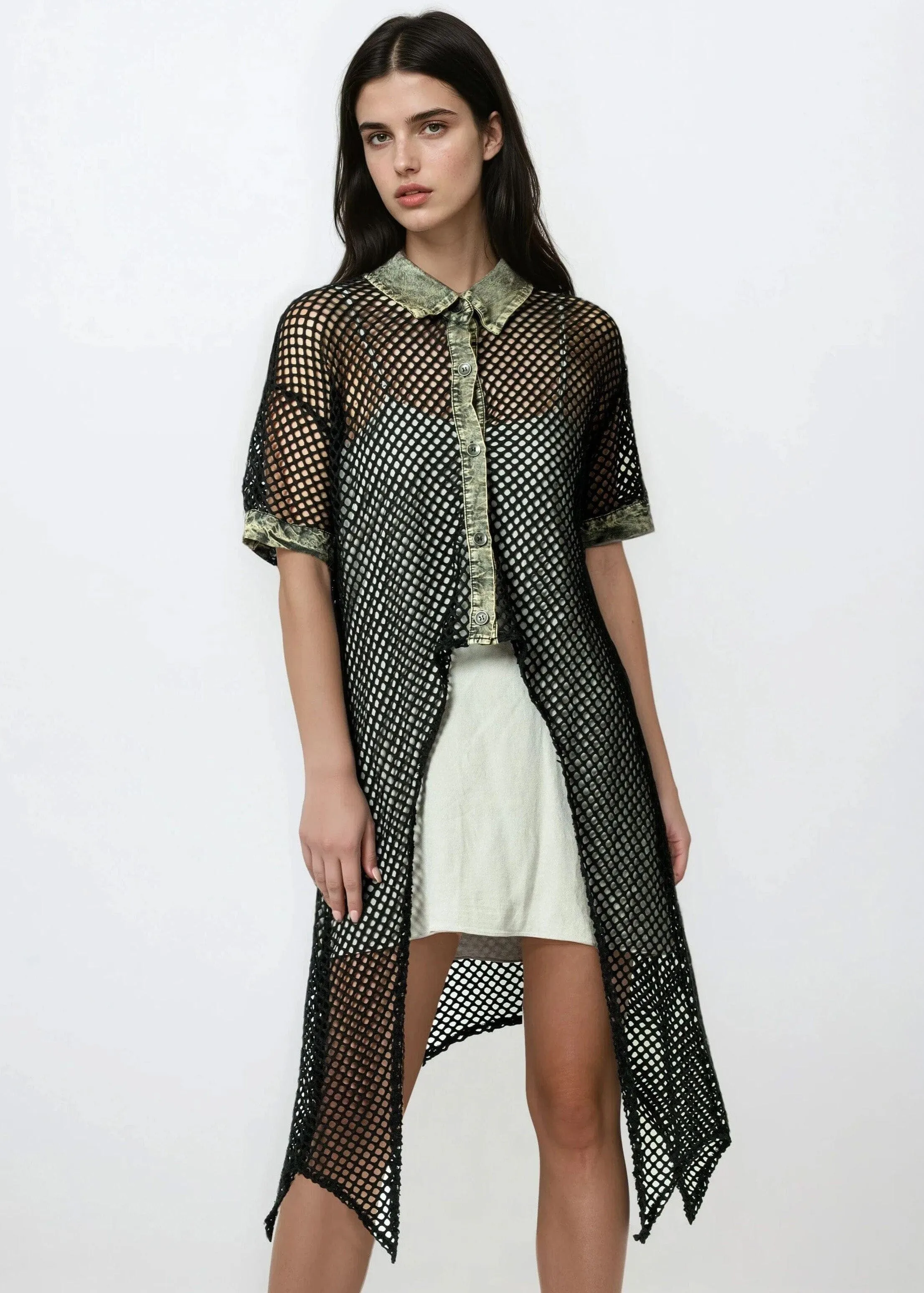 Denim Trim Fishnet Layering Piece sold by Kate Hewko product image thumbnail 2