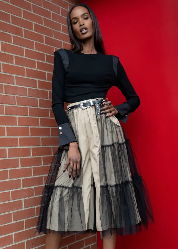 Tulle Accent Wide Leg Short sold by Kate Hewko