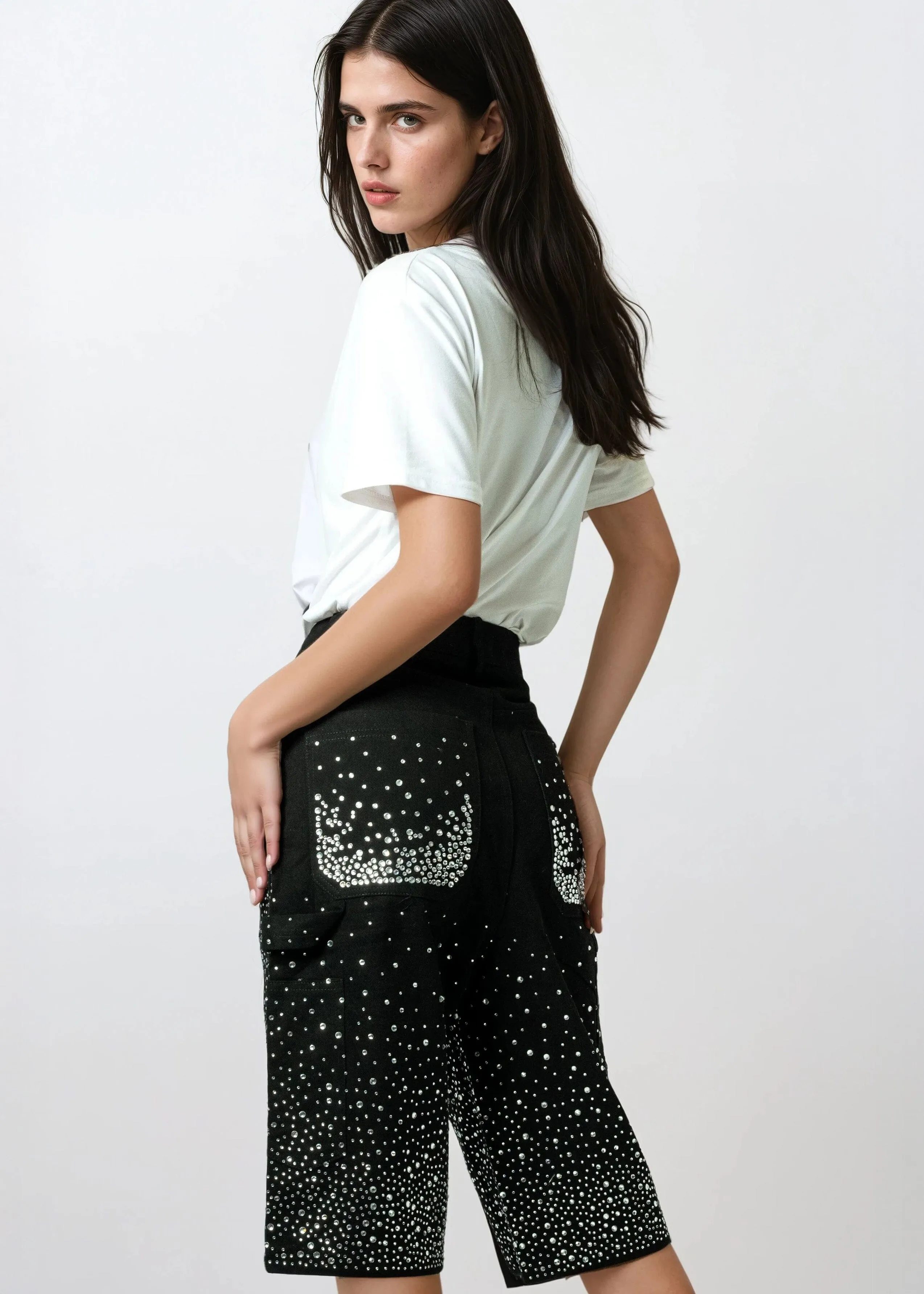 Rhinestone Studded Denim Shorts sold by Kate Hewko product image thumbnail 3