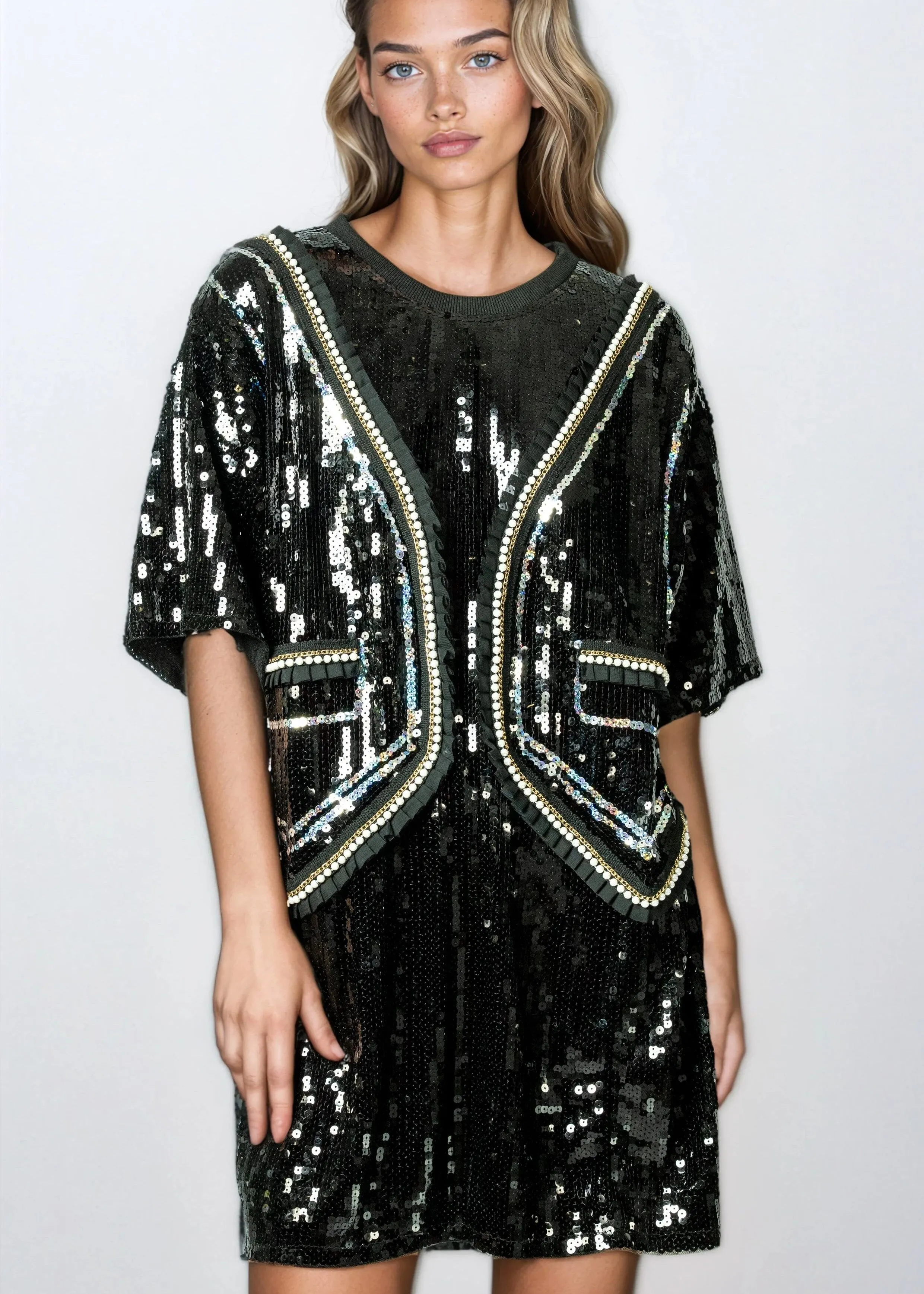 Embellished Tuxedo Sequin Tee sold by Kate Hewko product image thumbnail 3