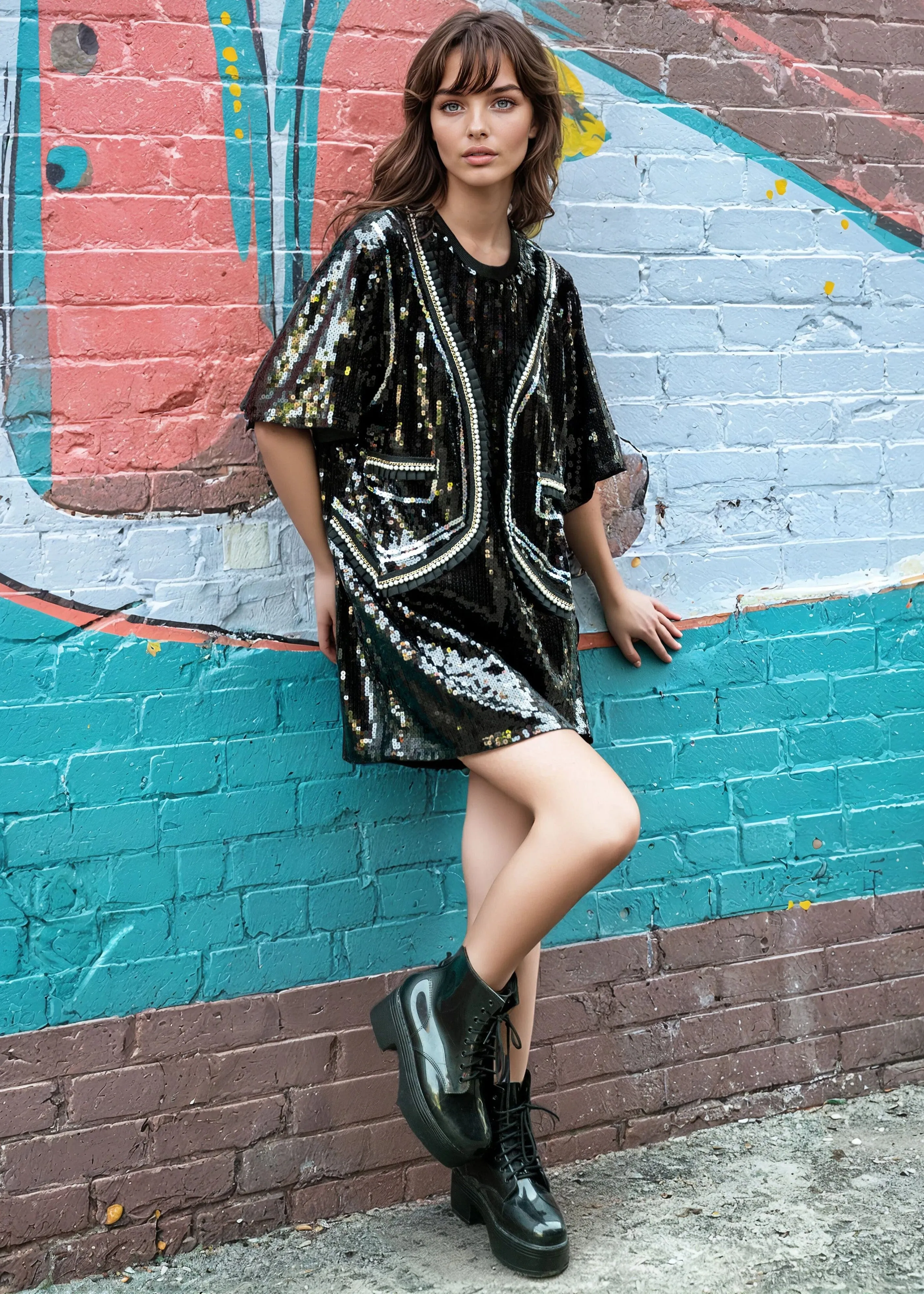 Embellished Tuxedo Sequin Tee sold by Kate Hewko product image thumbnail 2