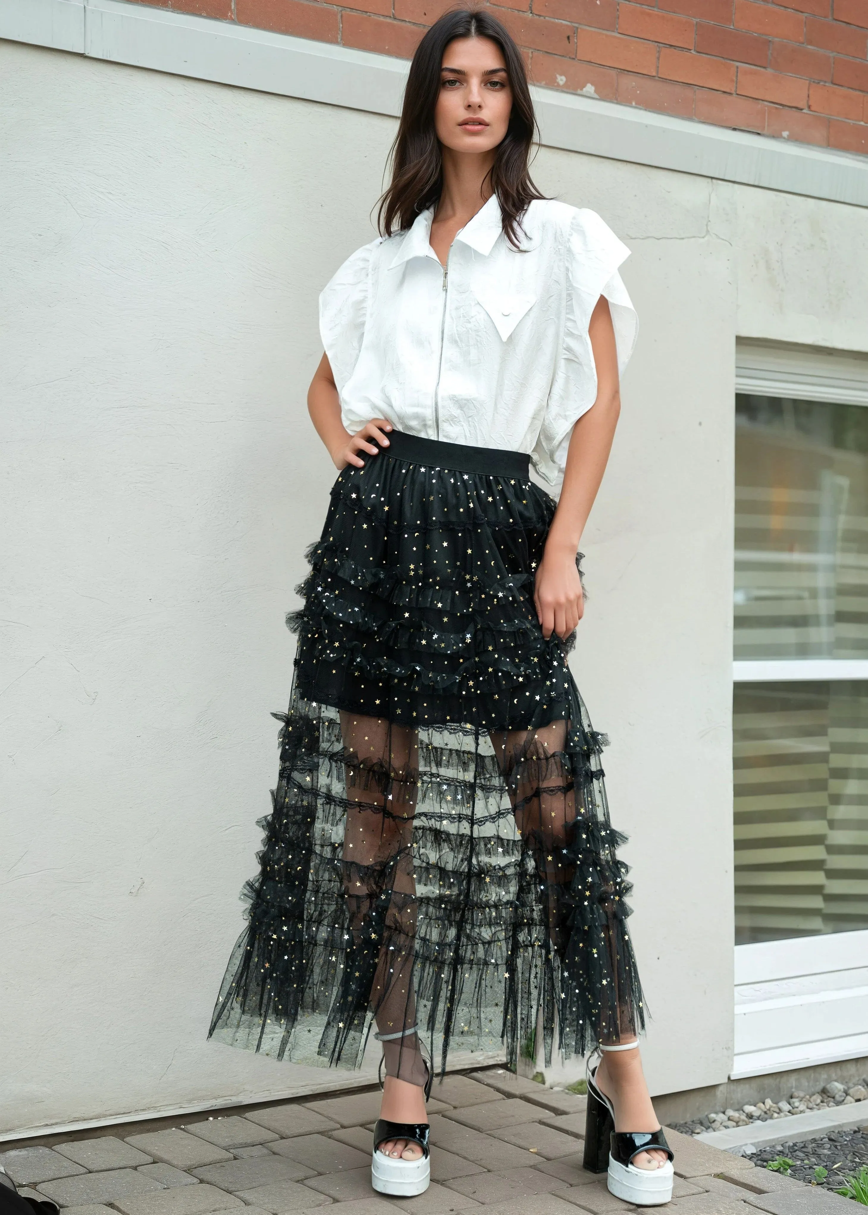 Tiered Tulle Constellations Skirt sold by Kate Hewko product image thumbnail 2