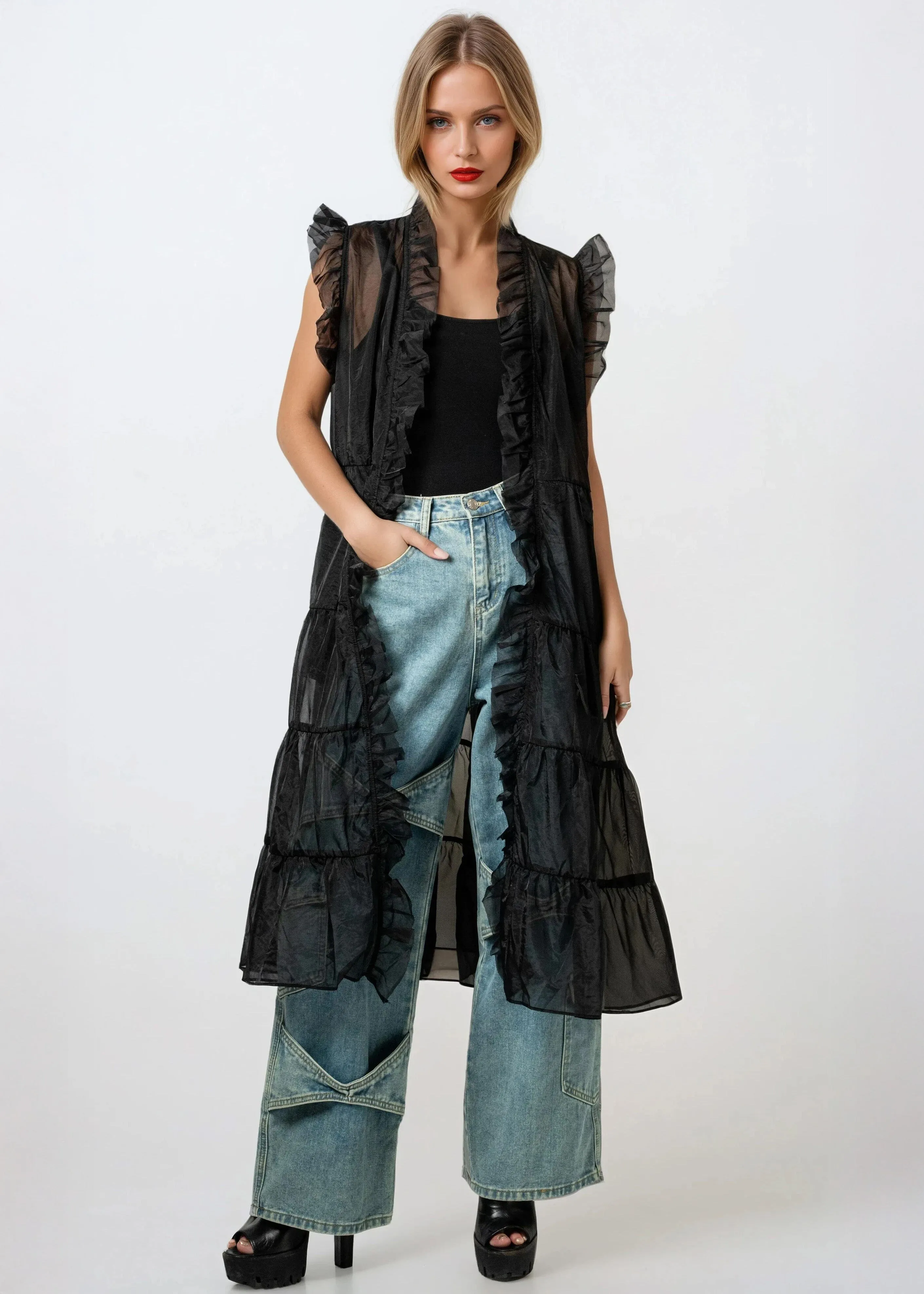 Sheer Ruffle Tulle Cardigan sold by Kate Hewko product image thumbnail 2