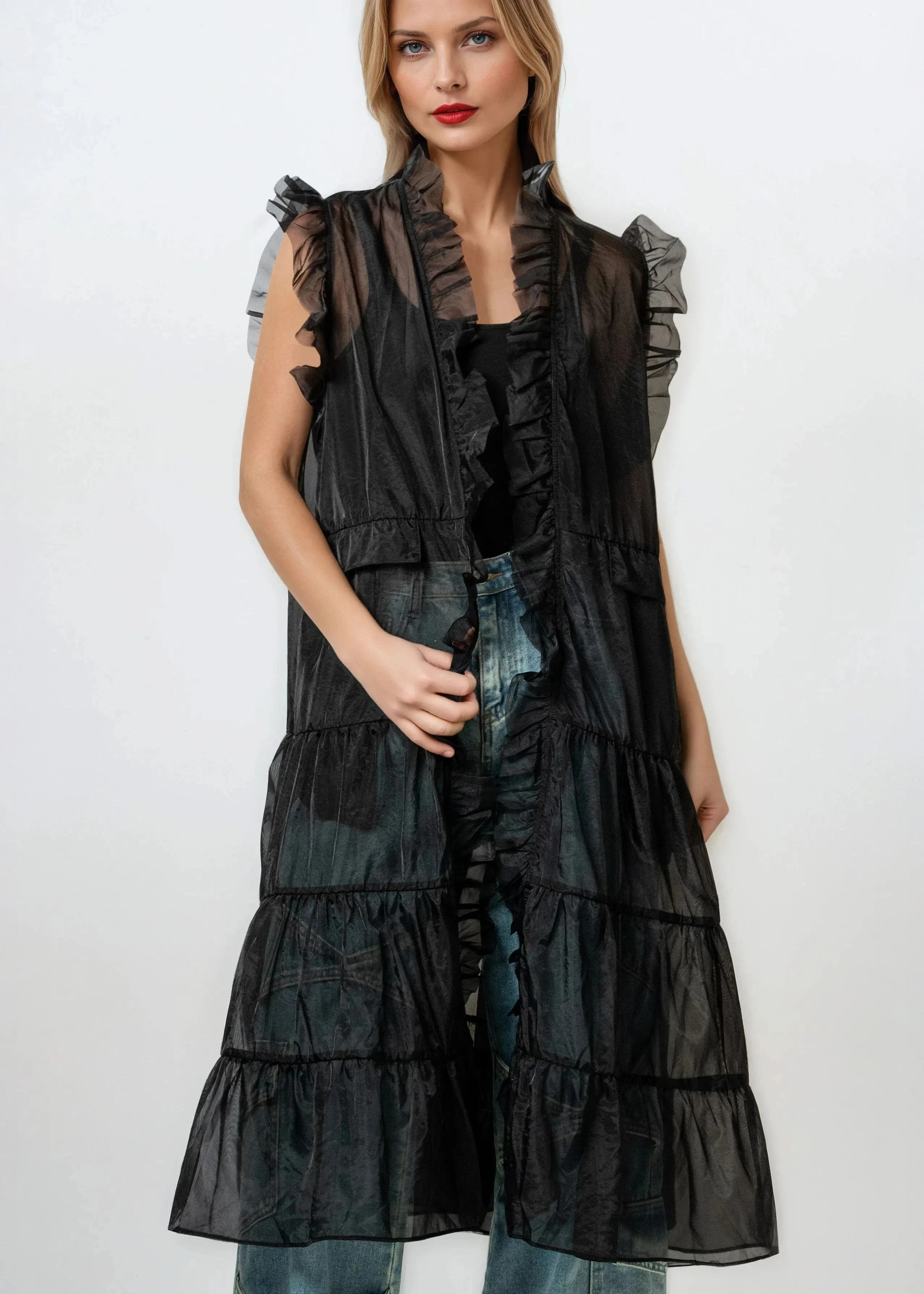 Sheer Ruffle Tulle Cardigan sold by Kate Hewko product image thumbnail 4