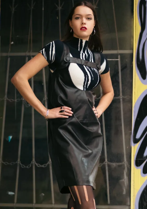 Vegan Leather Skirt Overalls sold by Kate Hewko
