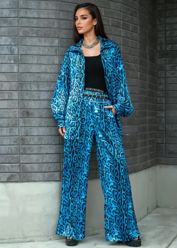 Blue Leopard Two Piece Pant Set sold by Kate Hewko