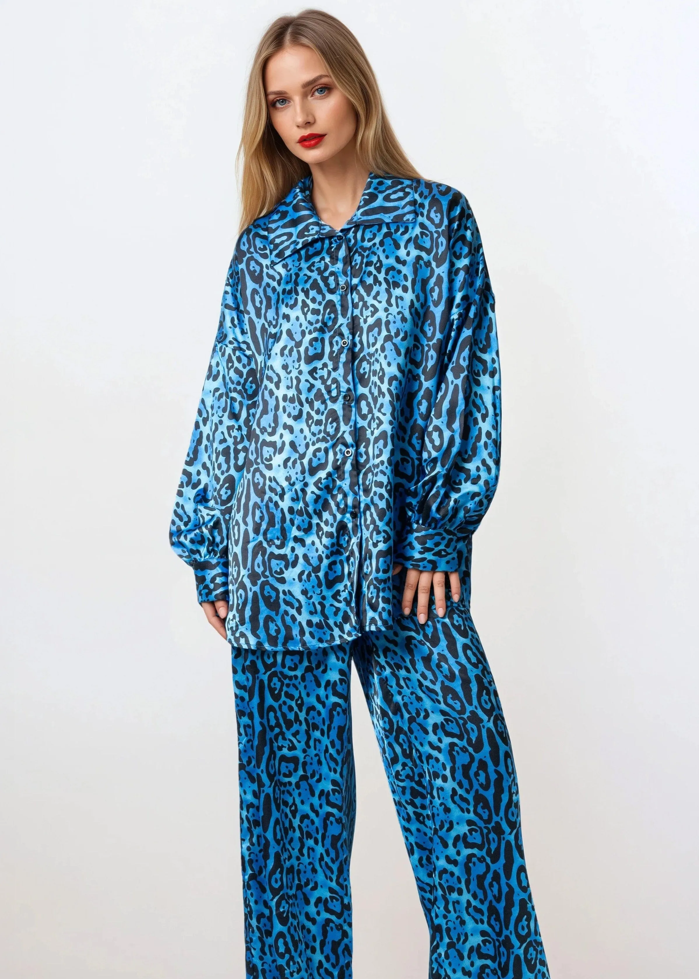 Blue Leopard Two Piece Pant Set sold by Kate Hewko product image thumbnail 2