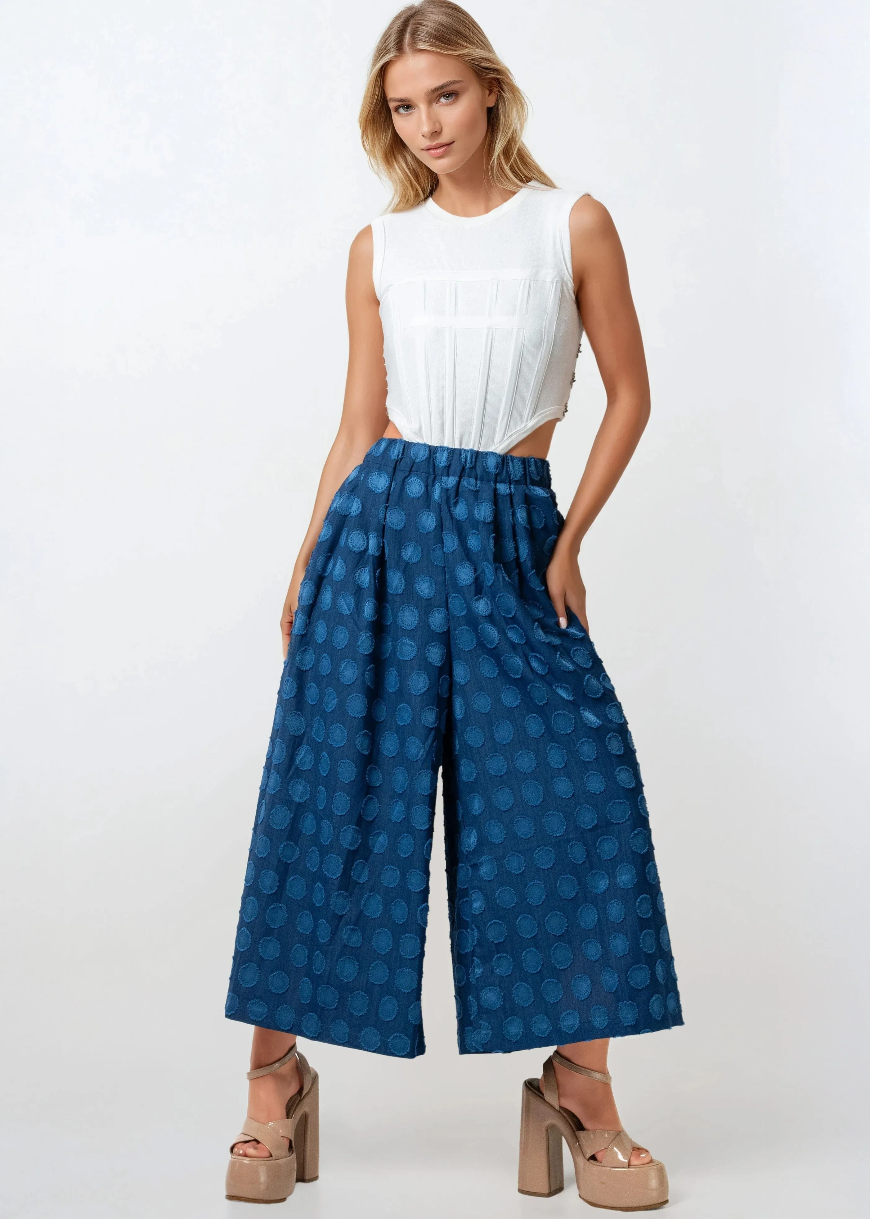 Polka Dot Cropped Wide Leg Pants sold by Kate Hewko product image thumbnail 5