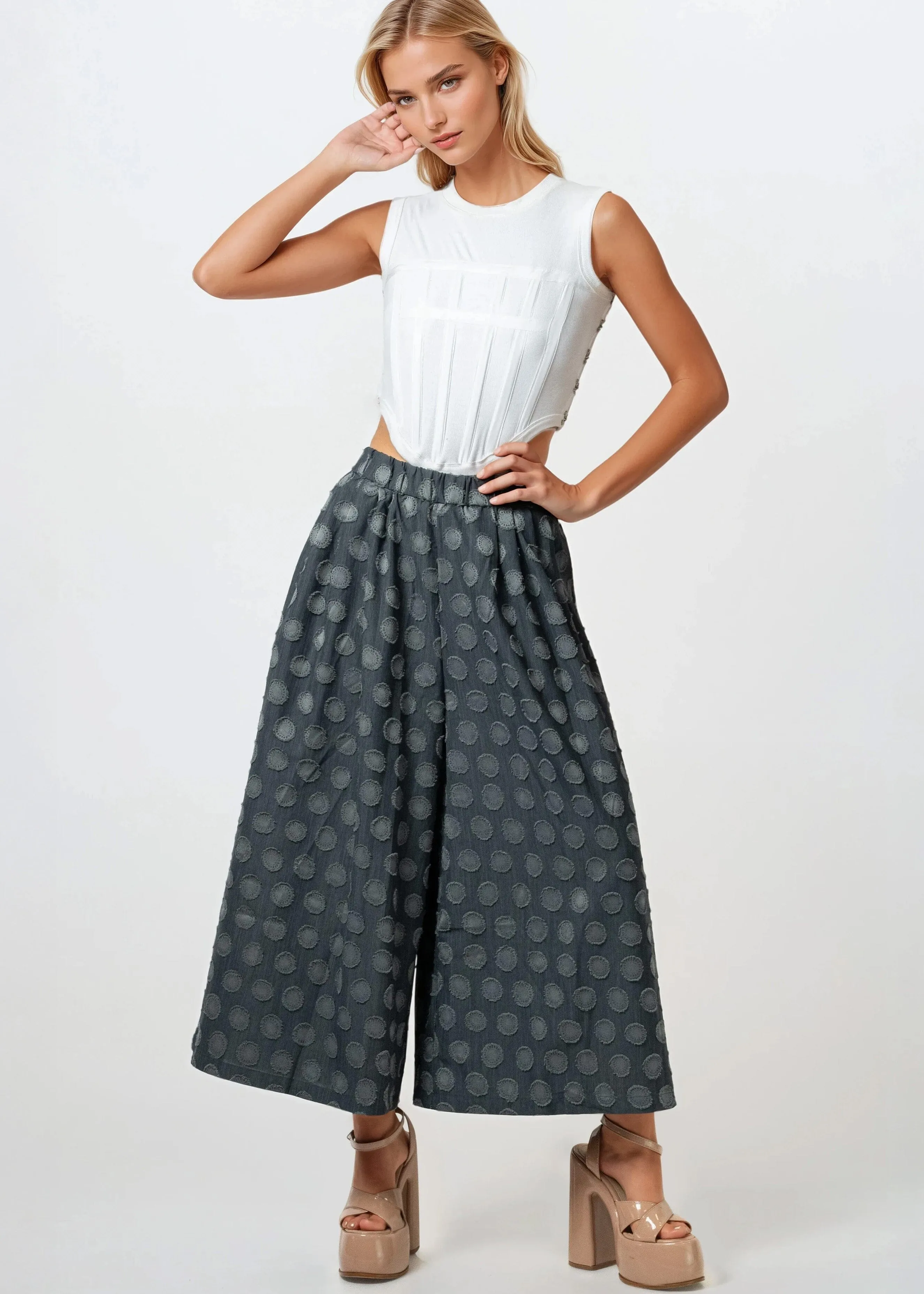 Polka Dot Cropped Wide Leg Pants sold by Kate Hewko product image thumbnail 3