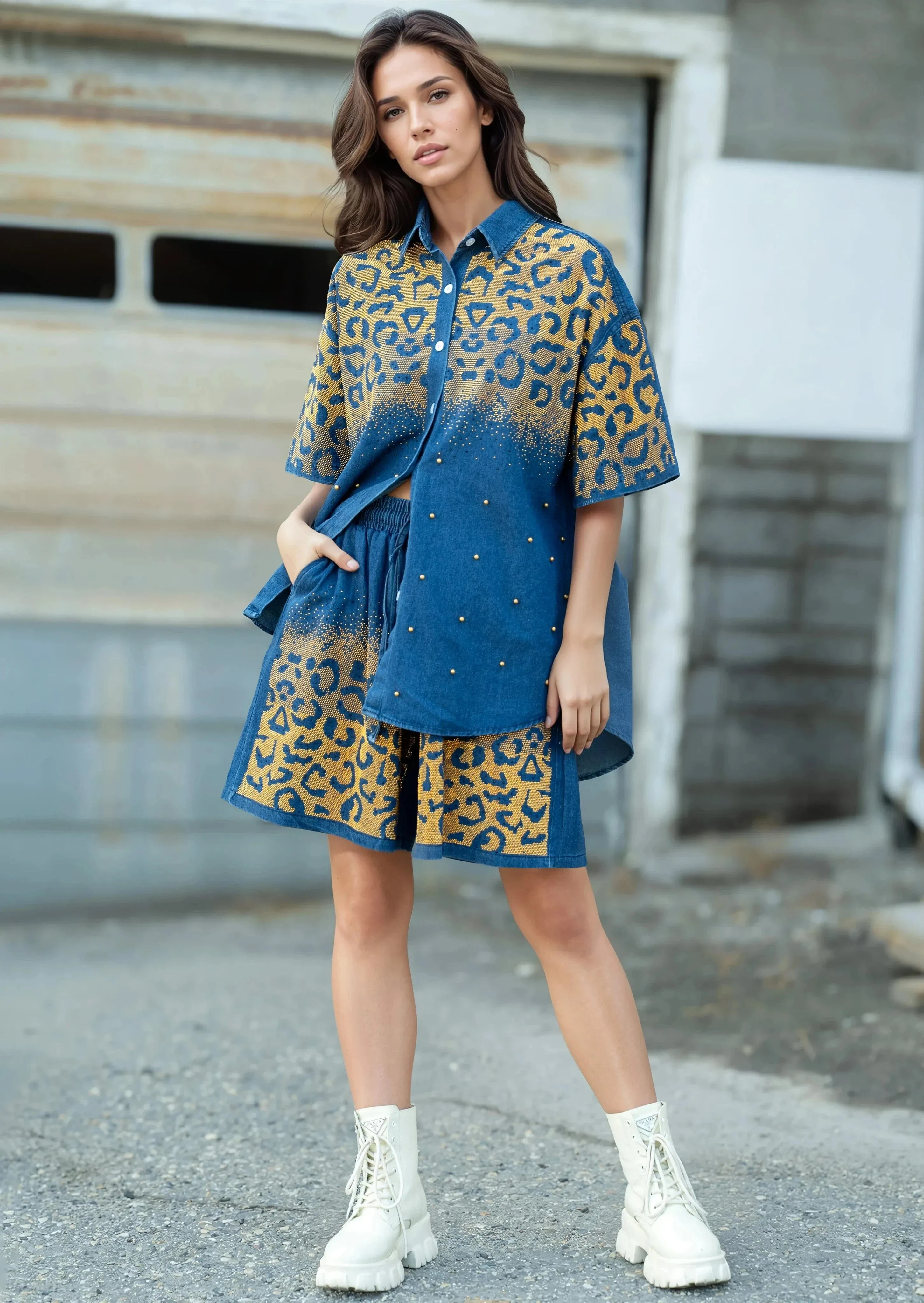 Gold Animal Print Denim Set sold by Kate Hewko product image thumbnail 2